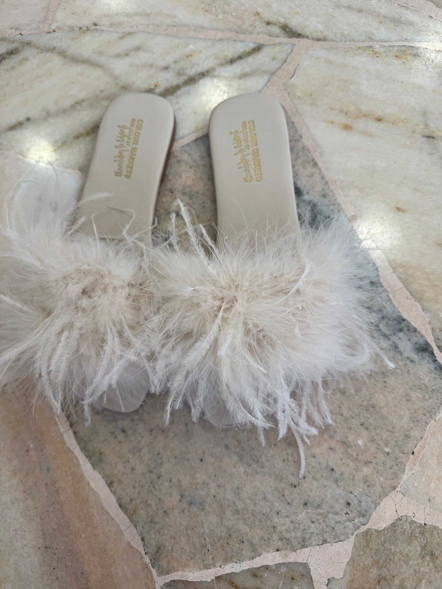 Ciabattina marabù bianco panna