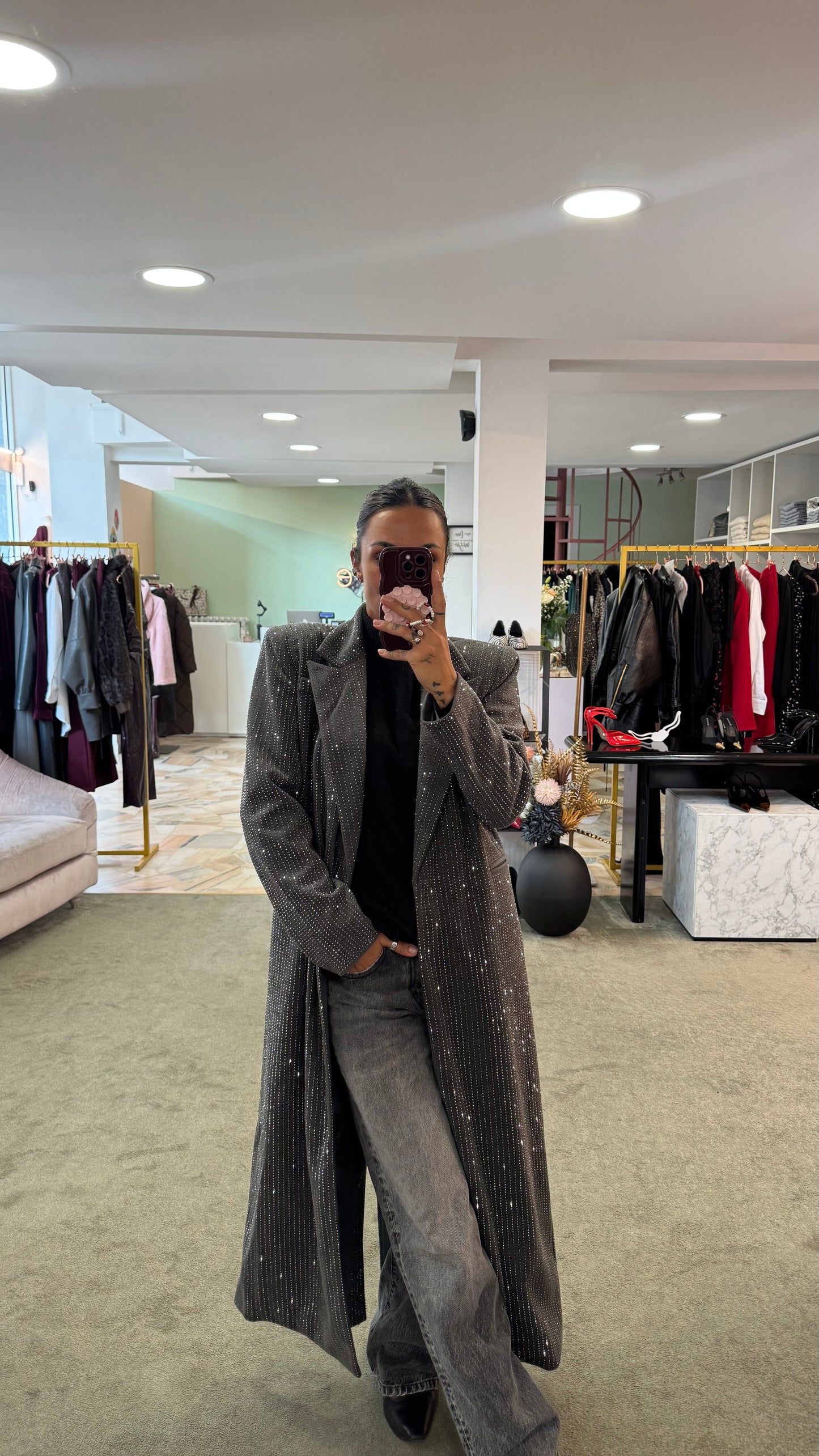 Cappotto lungo grigio cristalli tw