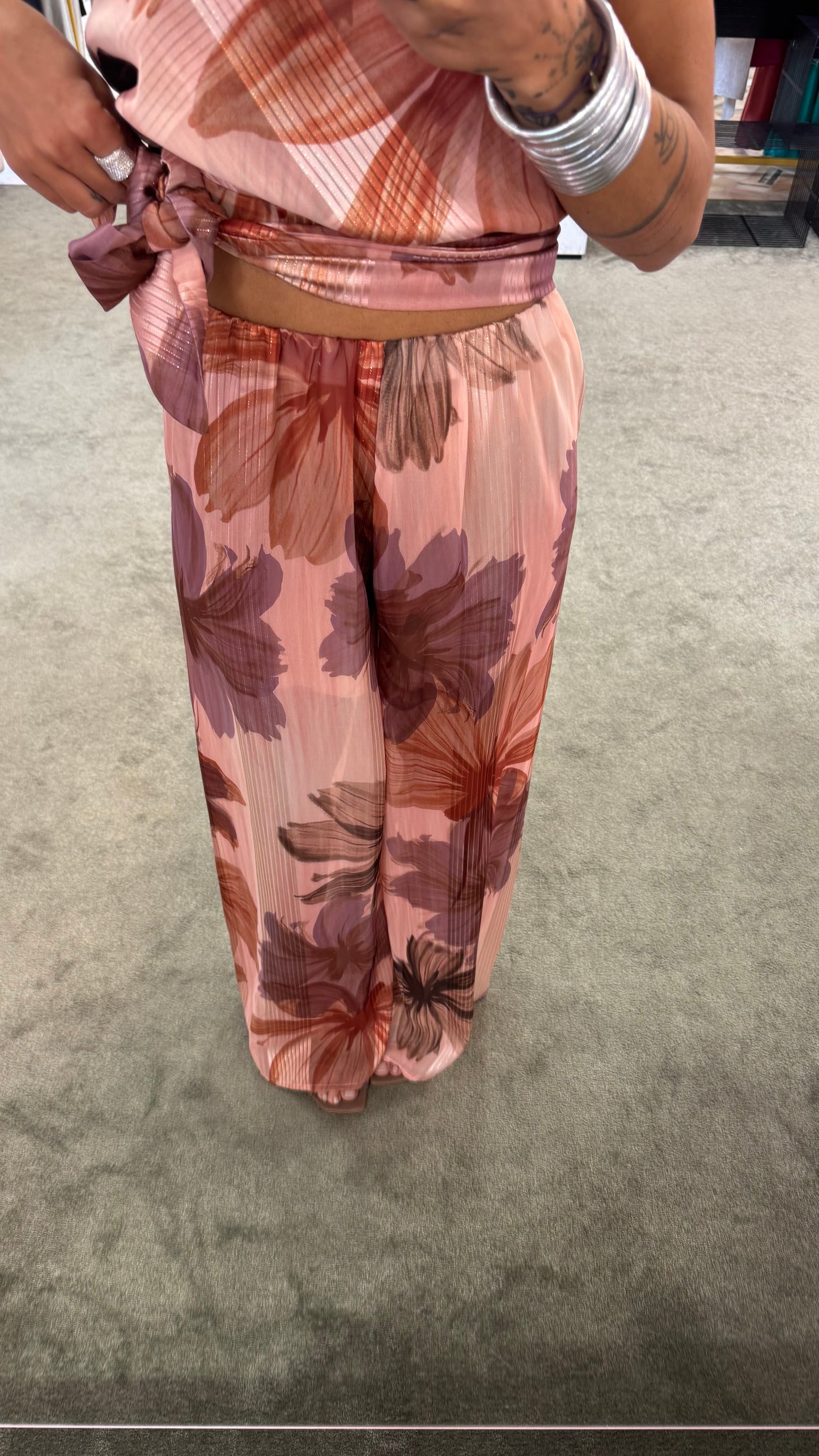Pantaloni fantasia floreale con elastico mq