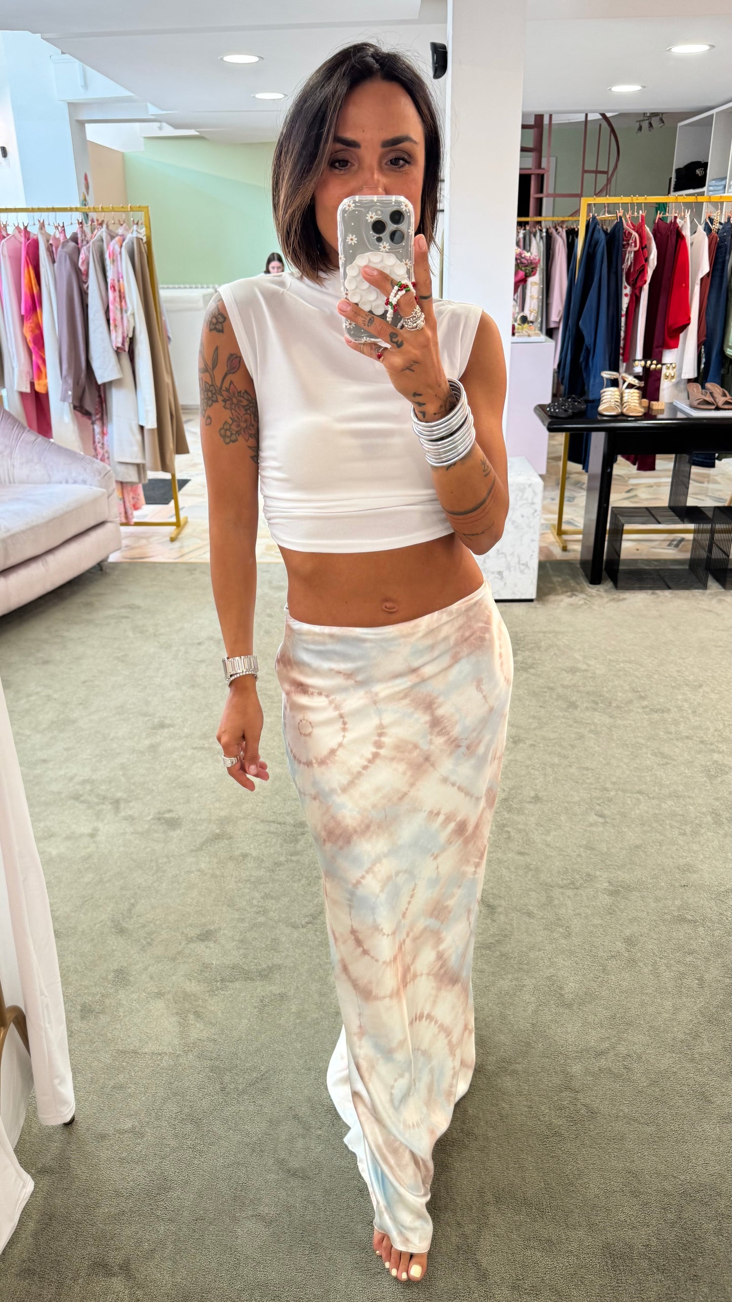 Gonna lunga azzurra tie-dye gl