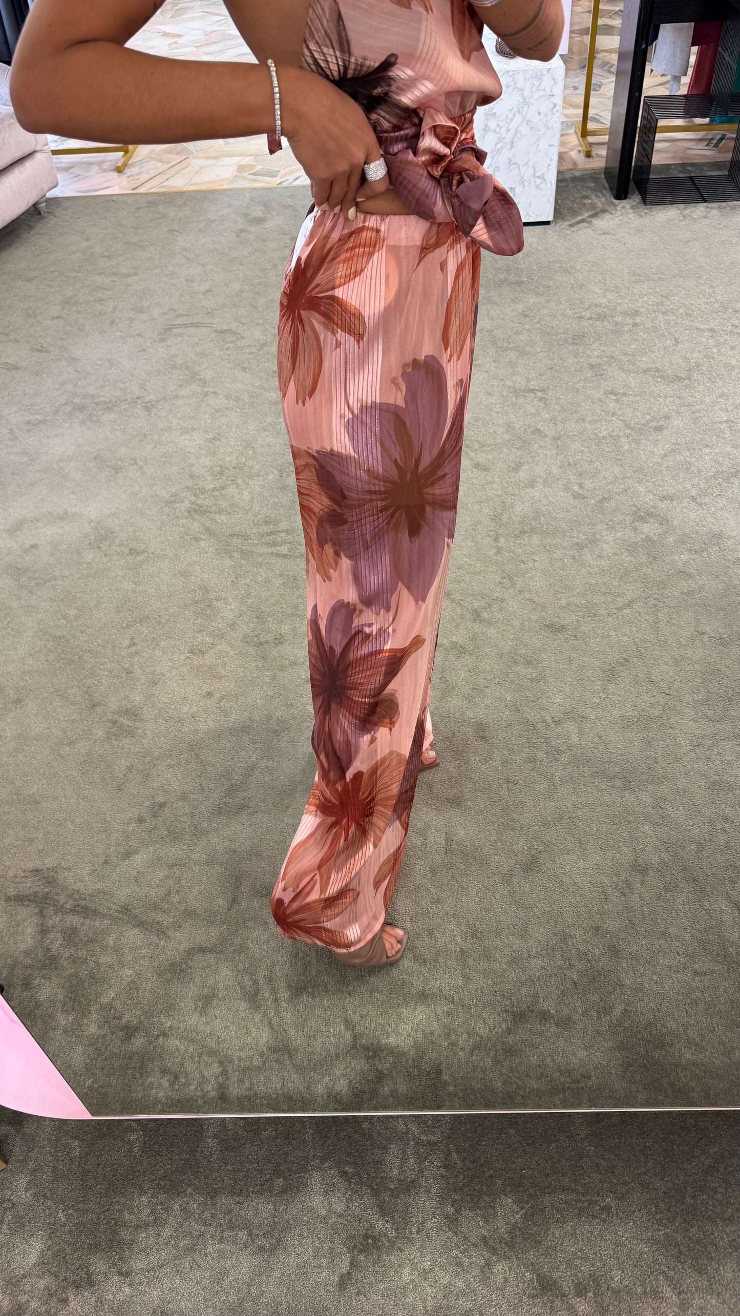 Pantaloni fantasia floreale con elastico mq