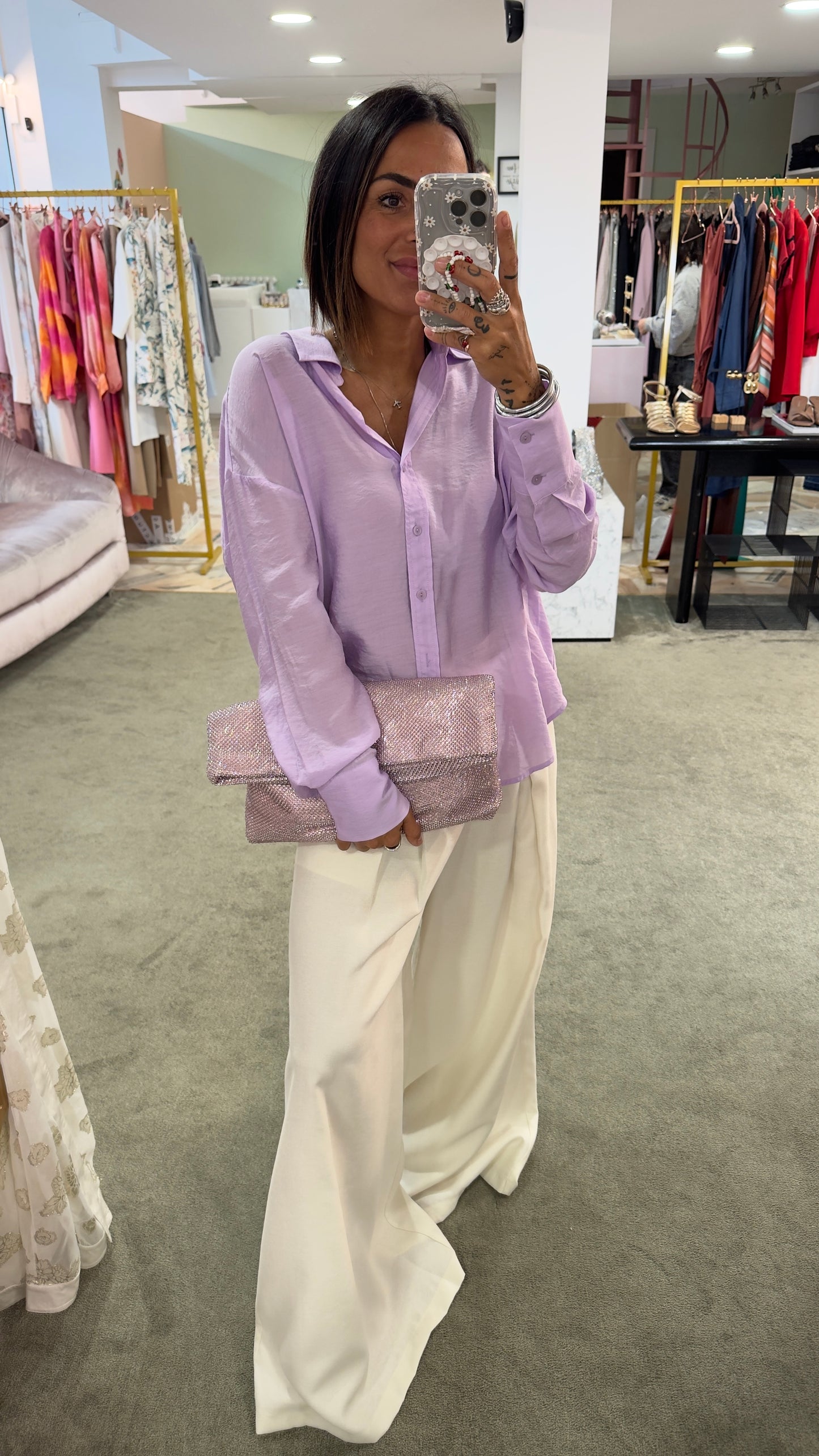 Camicia lilla in crepe ay