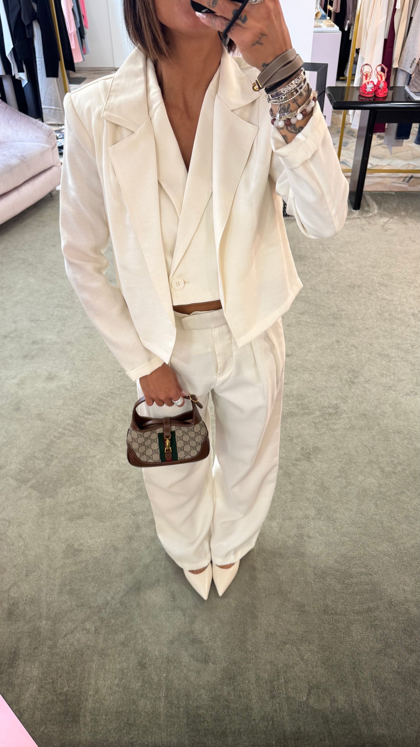 Pantaloni bianco burro wide leg ay