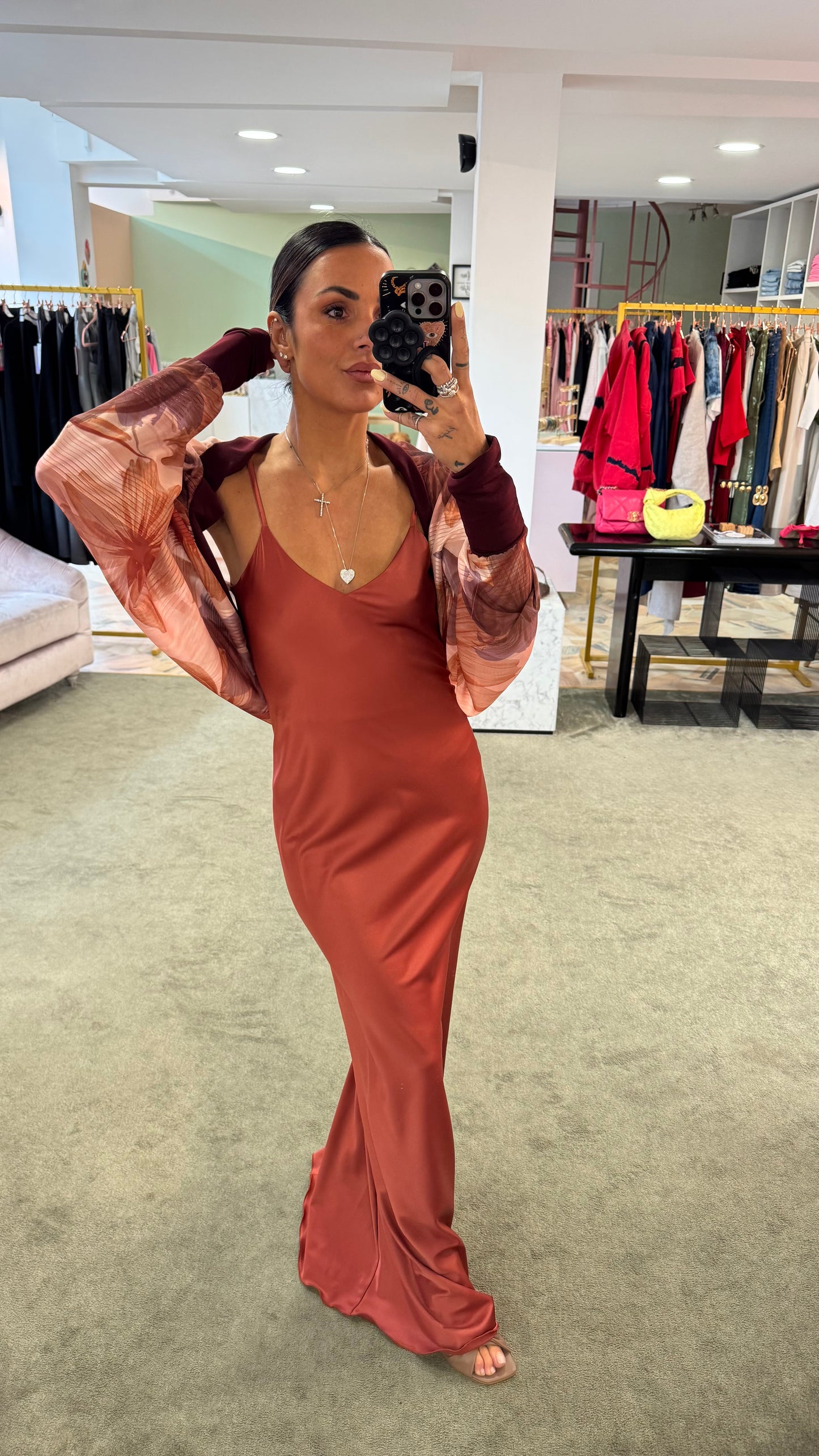 Abito lungo terracotta sottoveste mq