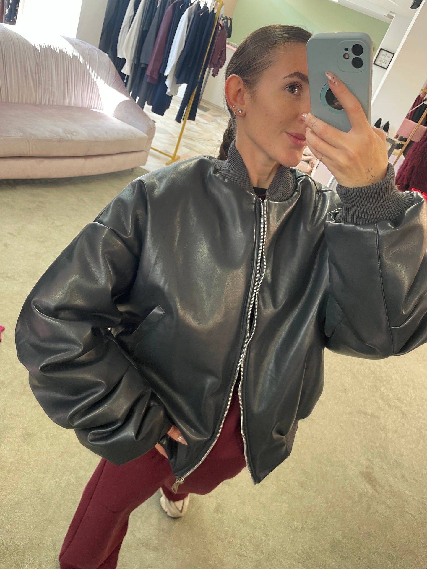 Bomber over grigio ecopelle ks