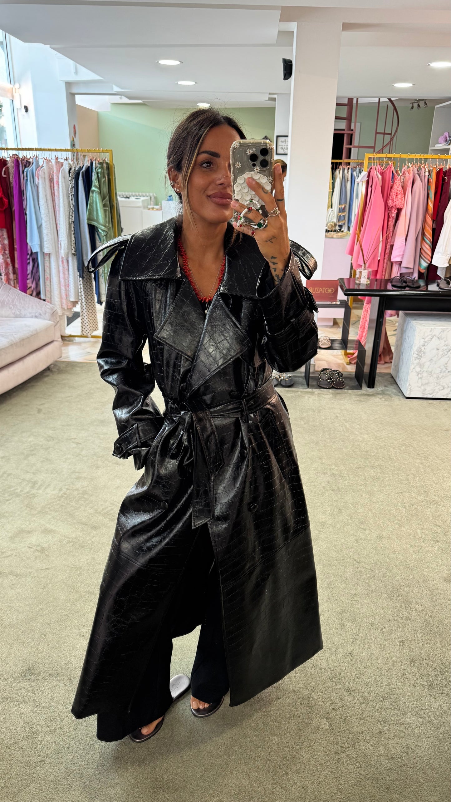 Trench lungo nero crocco Actualee