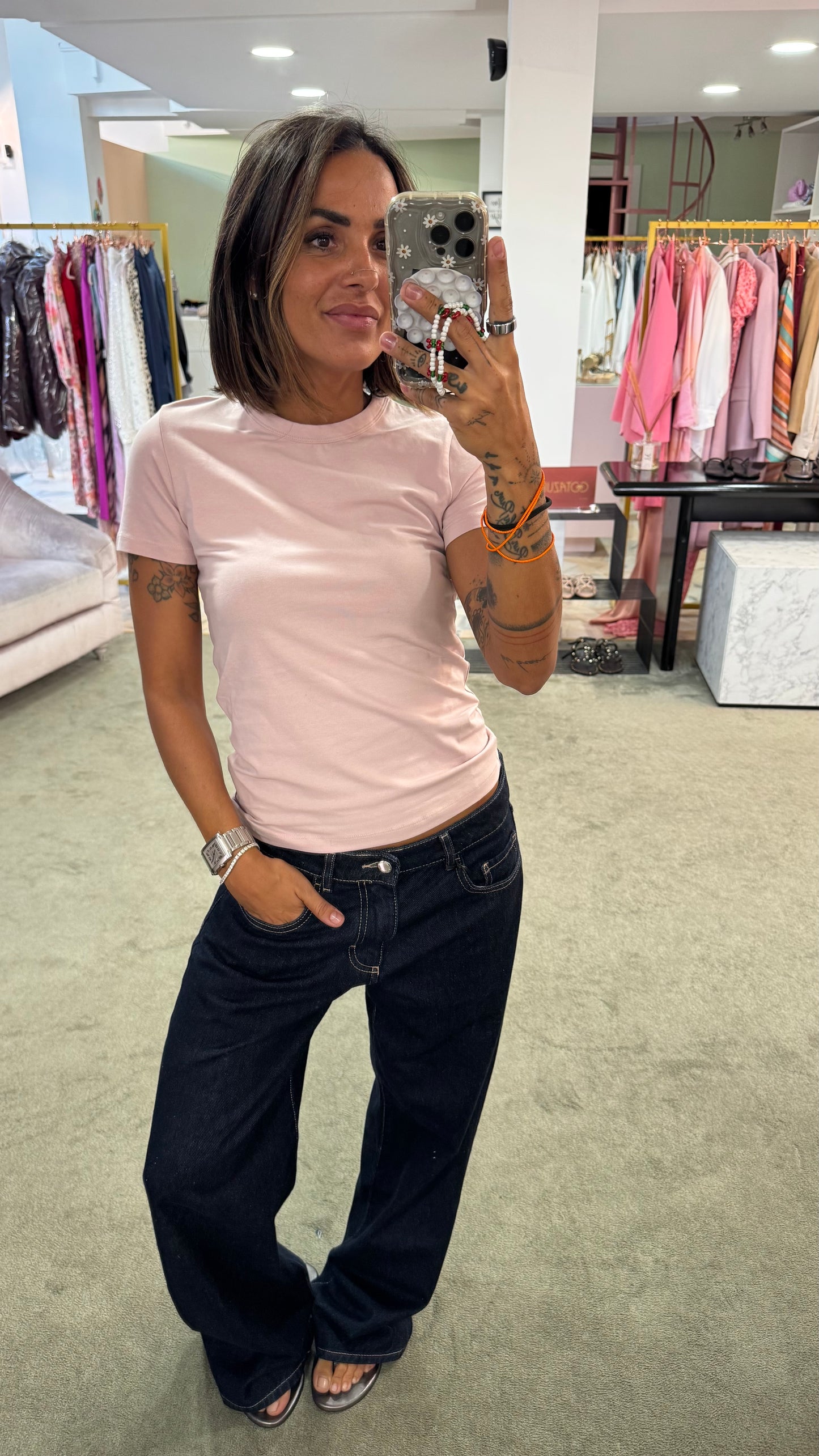 T-shirt gigi rosa baby slim basica jx