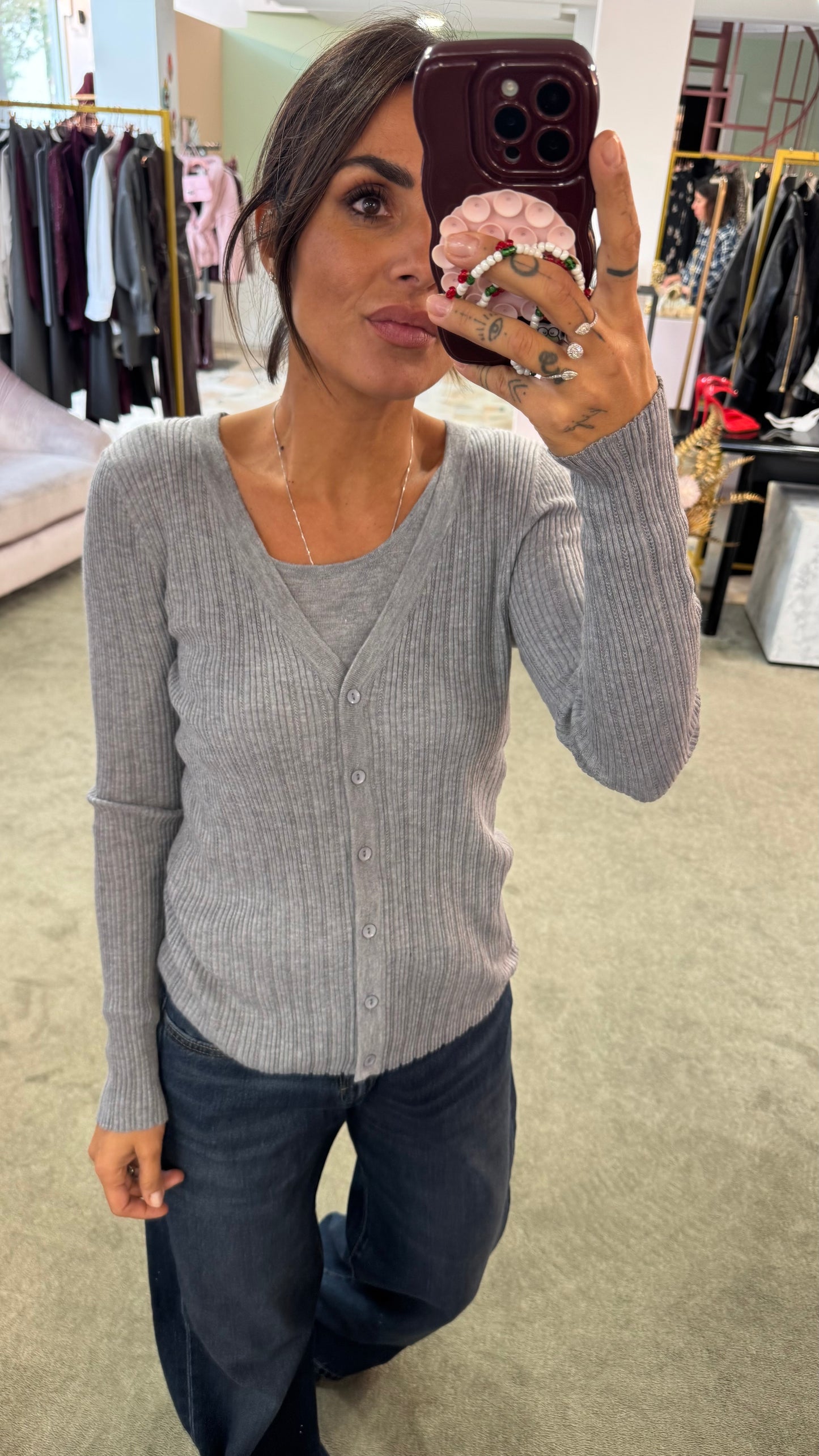 Cardigan grigio con canotta annessa bj