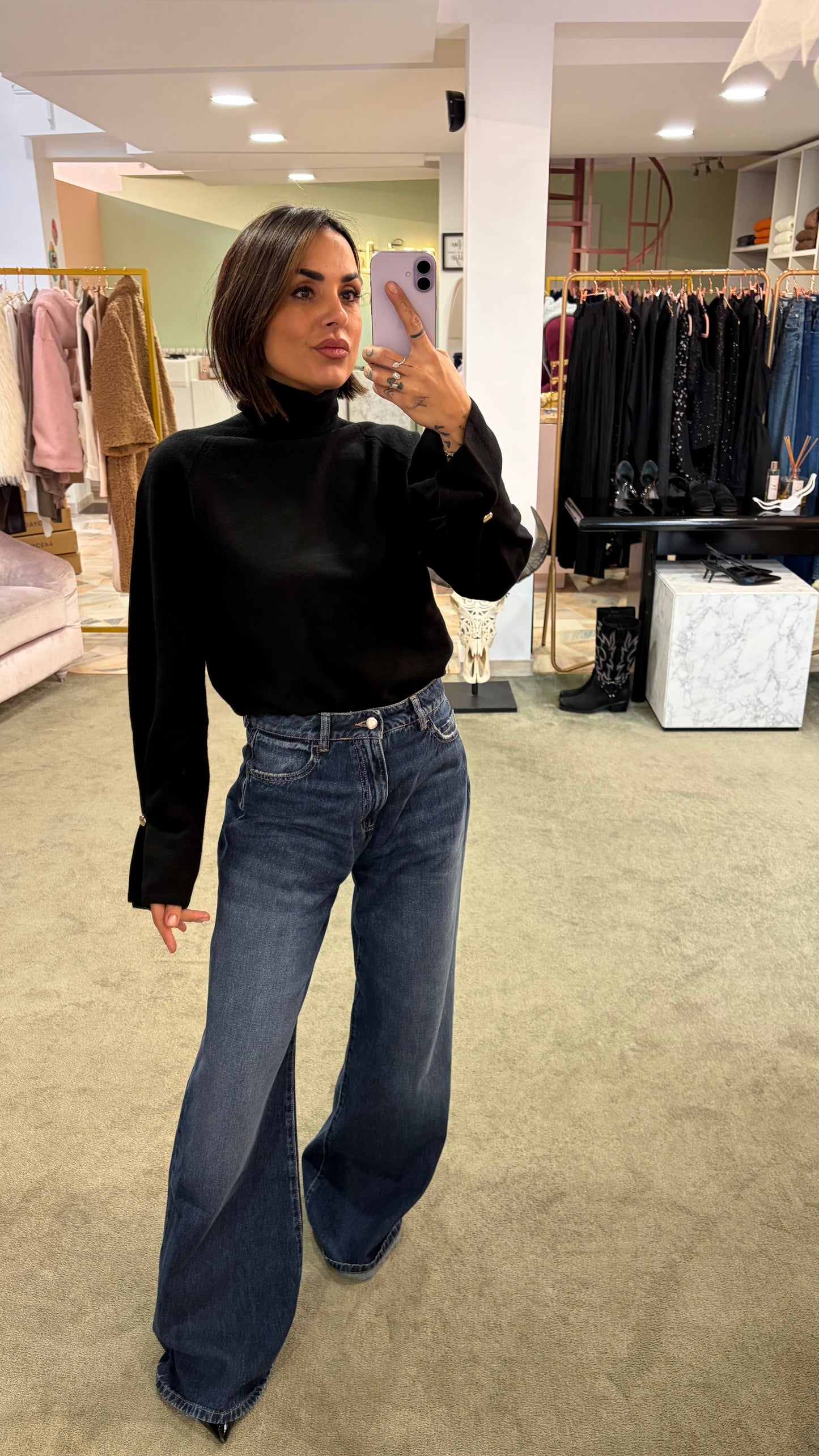 Dolcevita nero manica a calla fr