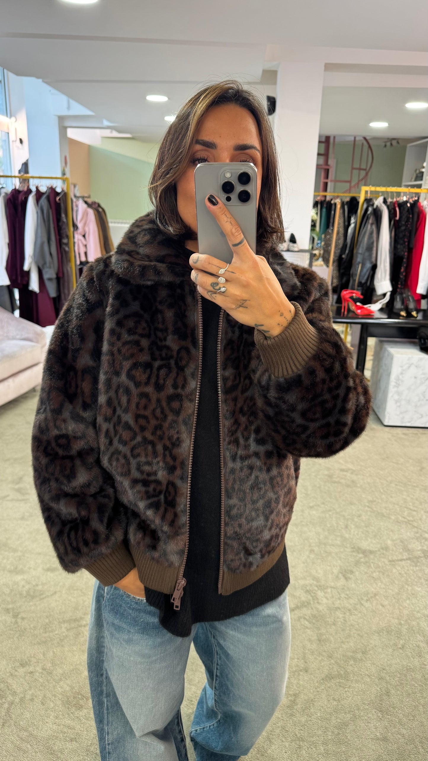 Bomber in ecopelliccia leopardato ay