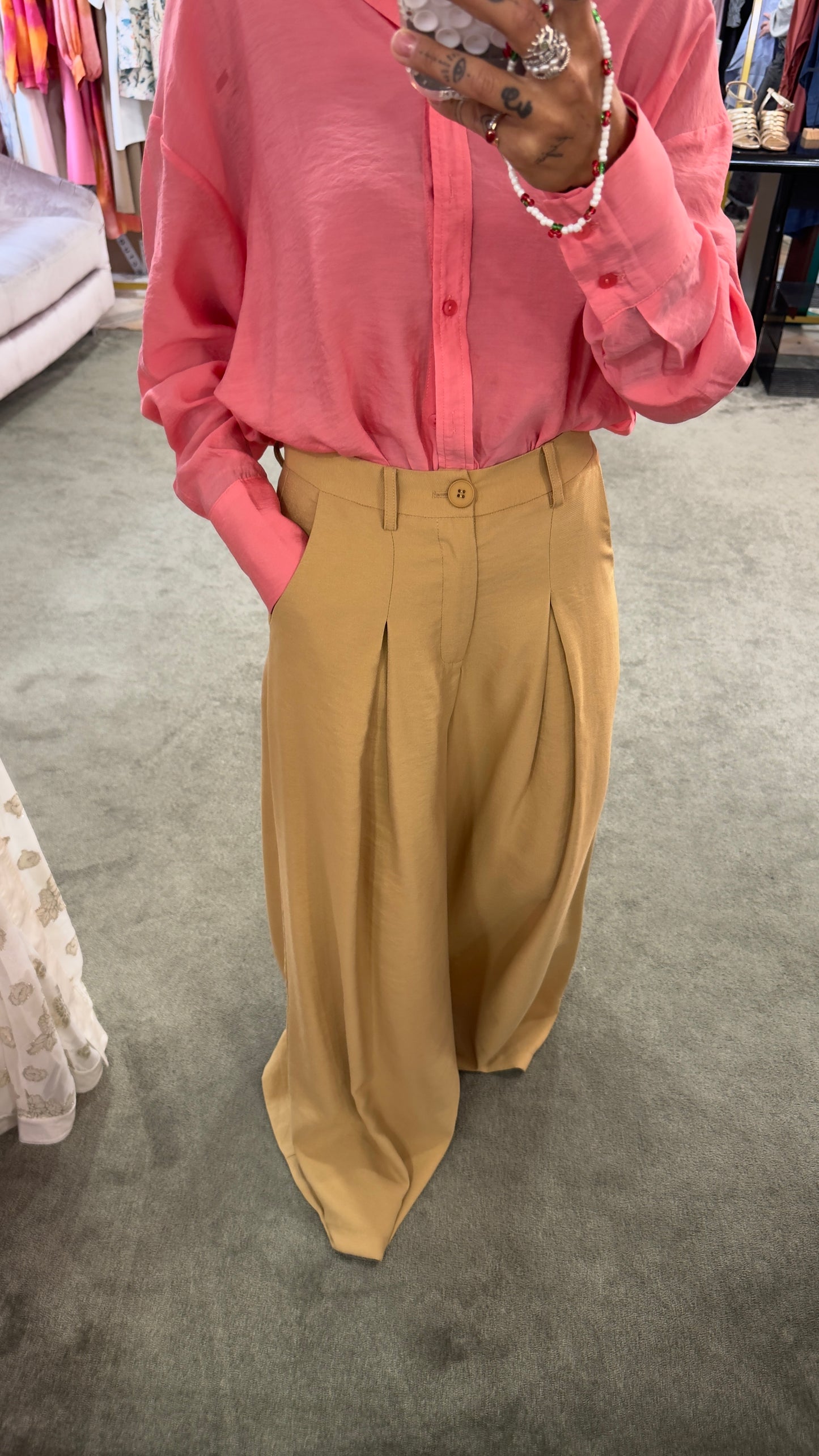 Camicia corallo in crepe ay