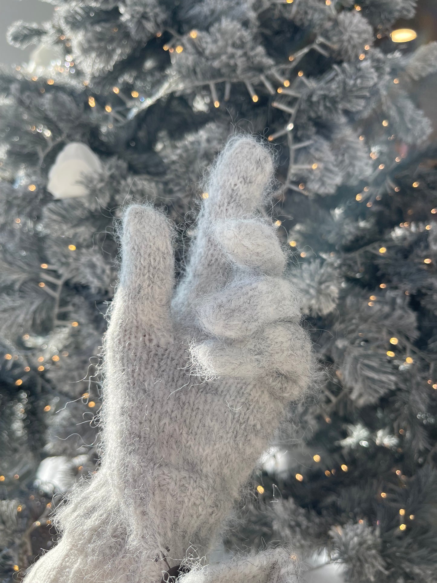 Guanti fluffy grigi melange