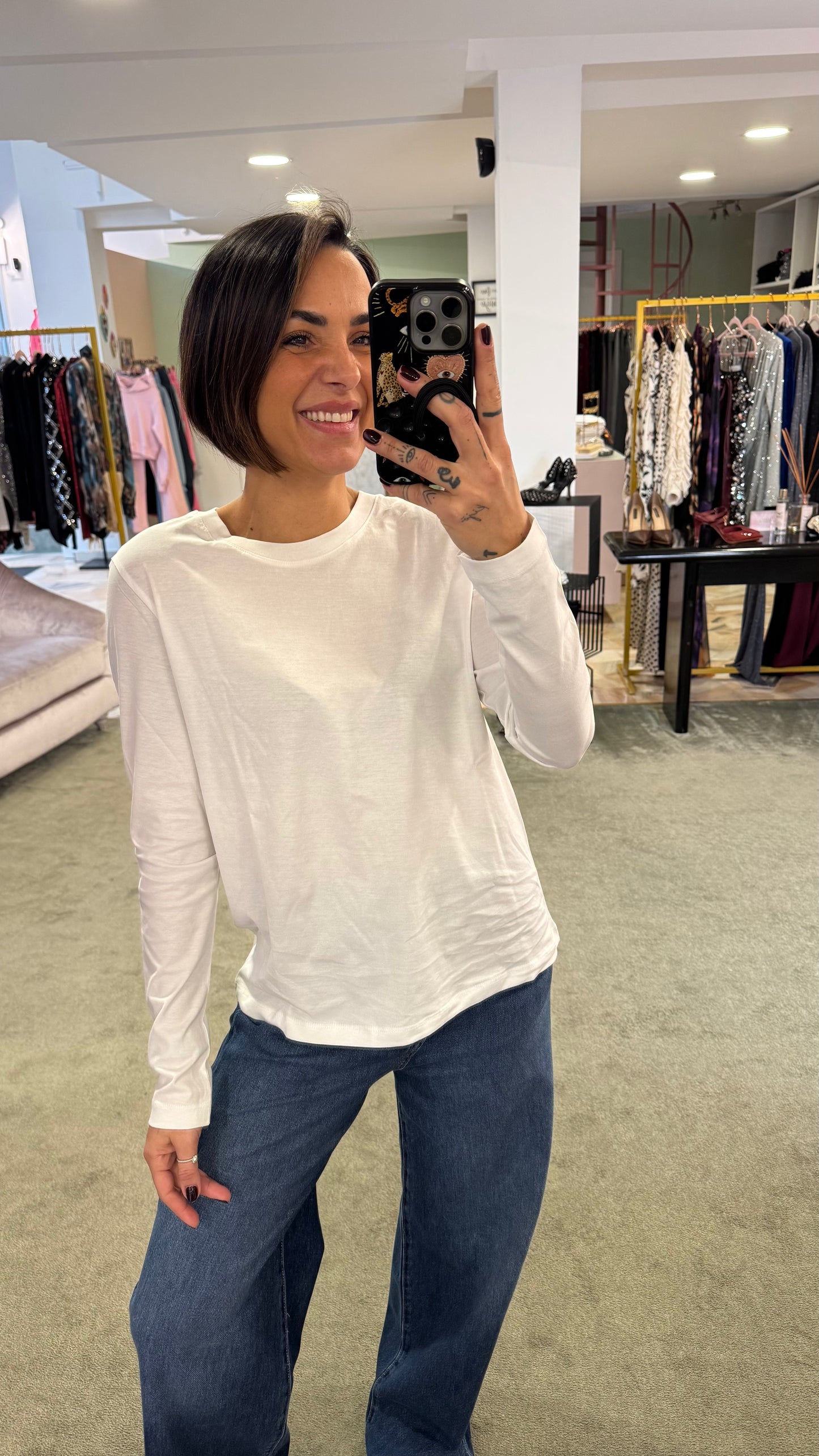 T-shirt bianca sottogiacca maniche lunghe sl