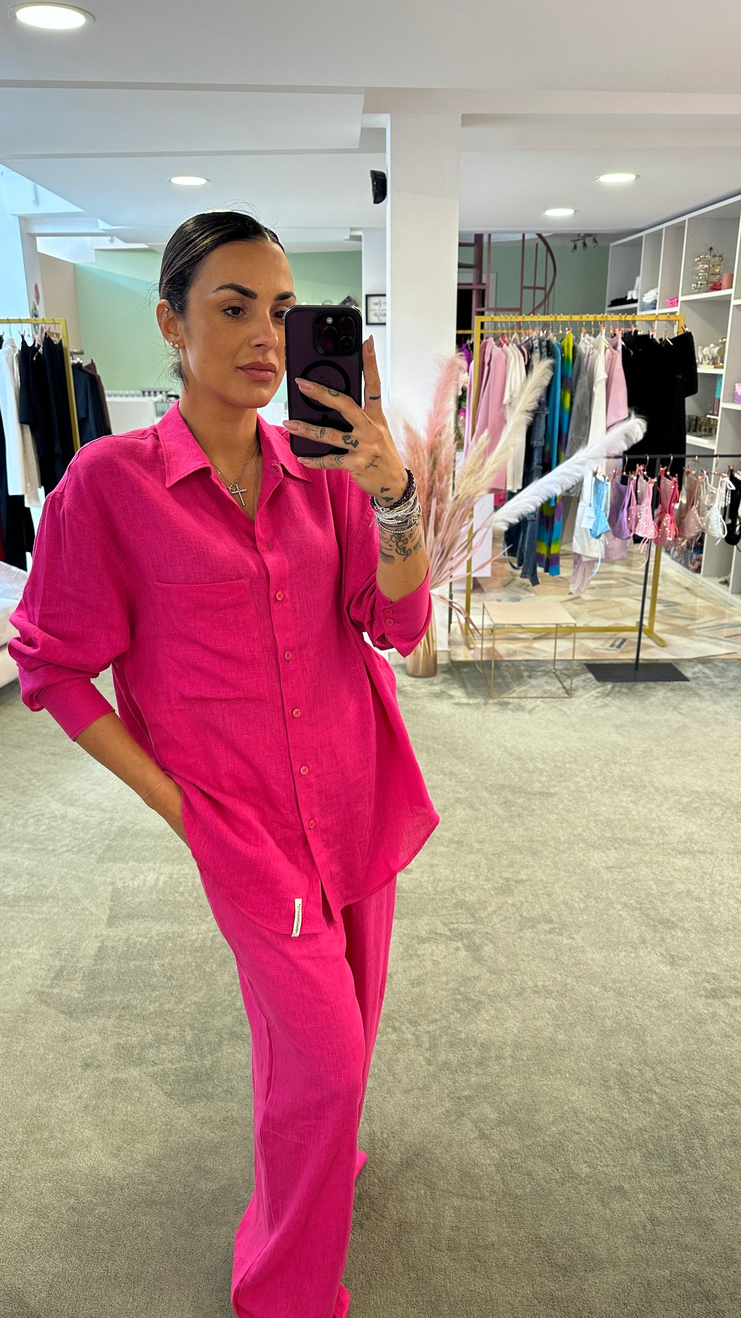 Camicia fucsia hinnominate in lino