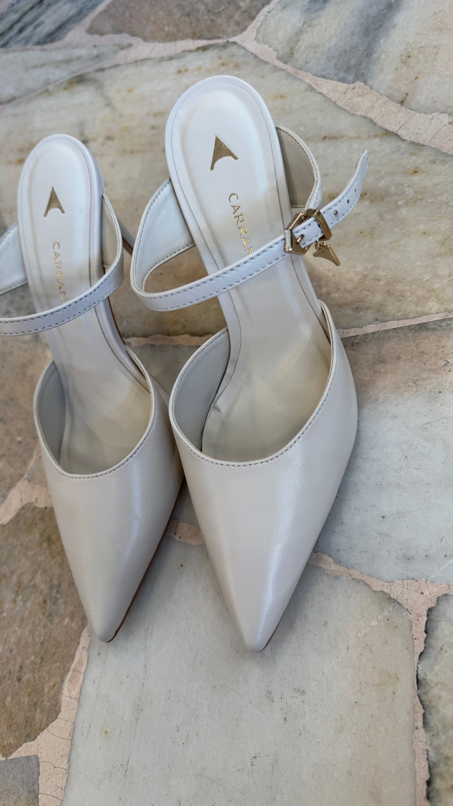 Mules avorio in pelle