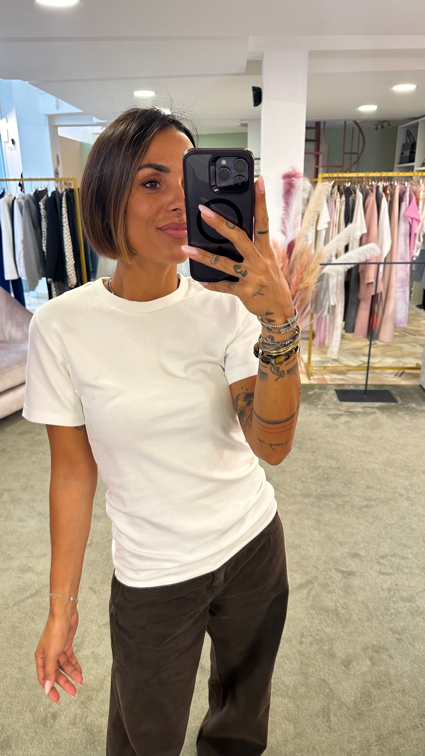 T-shirt belle basica girocollo bianca
