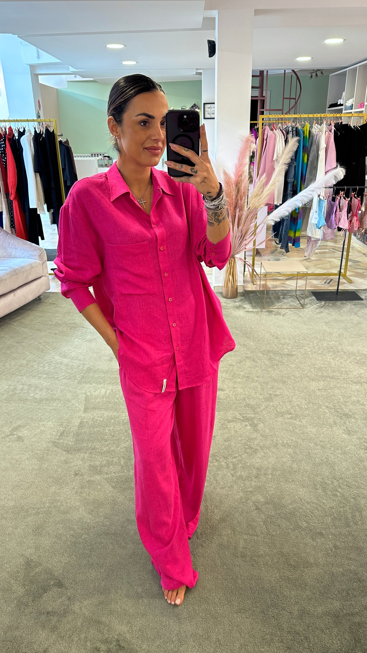 Camicia fucsia hinnominate in lino