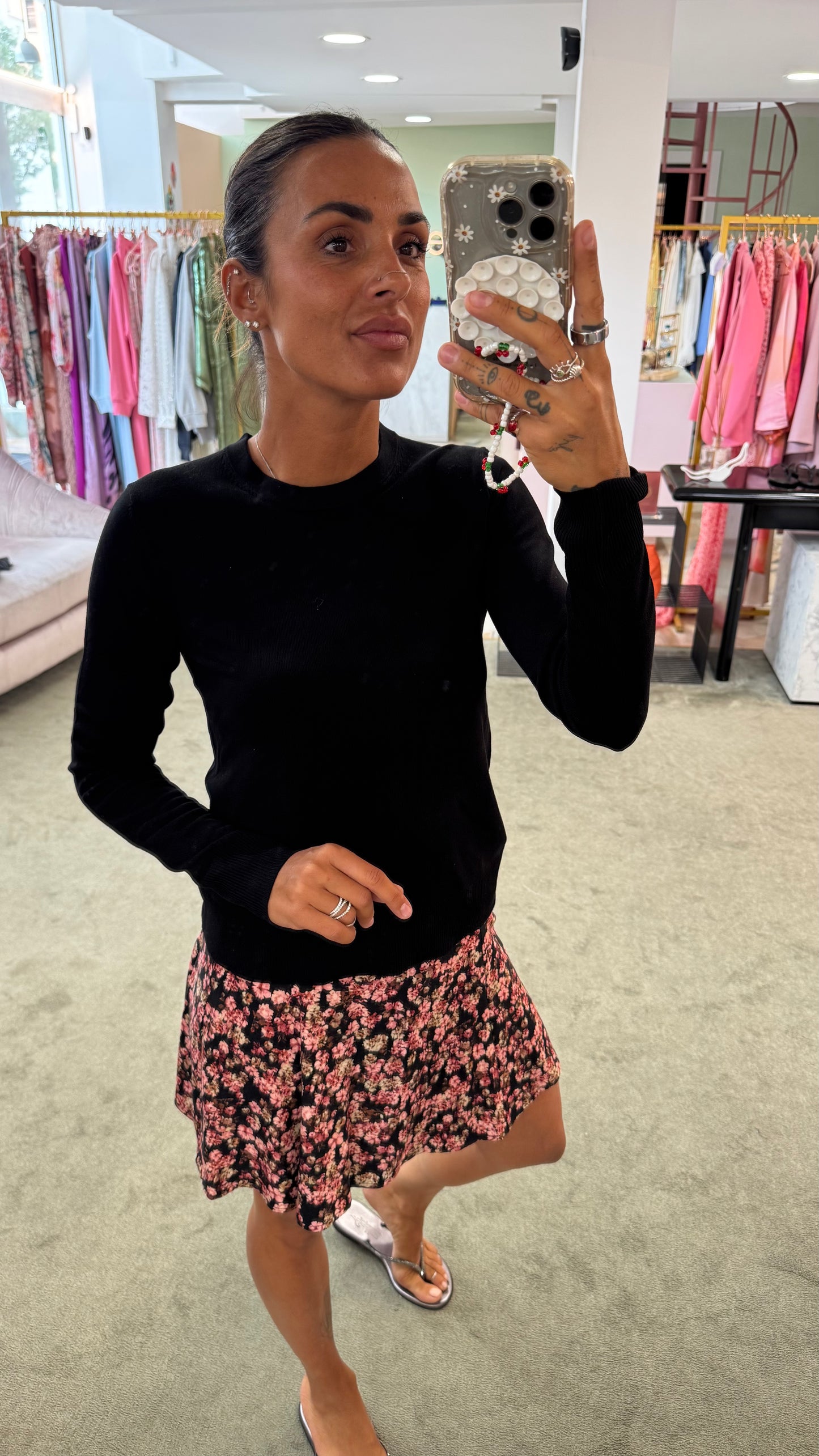 Maglione nero girocollo in viscosa jx