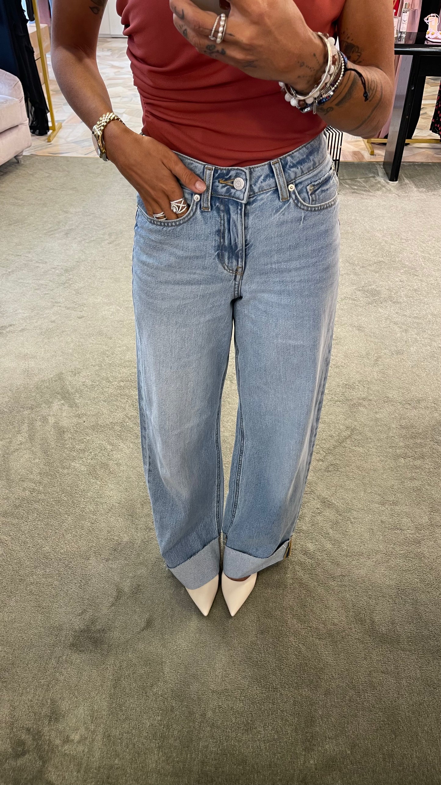 Jeans tokyo wideleg con risvolto jx