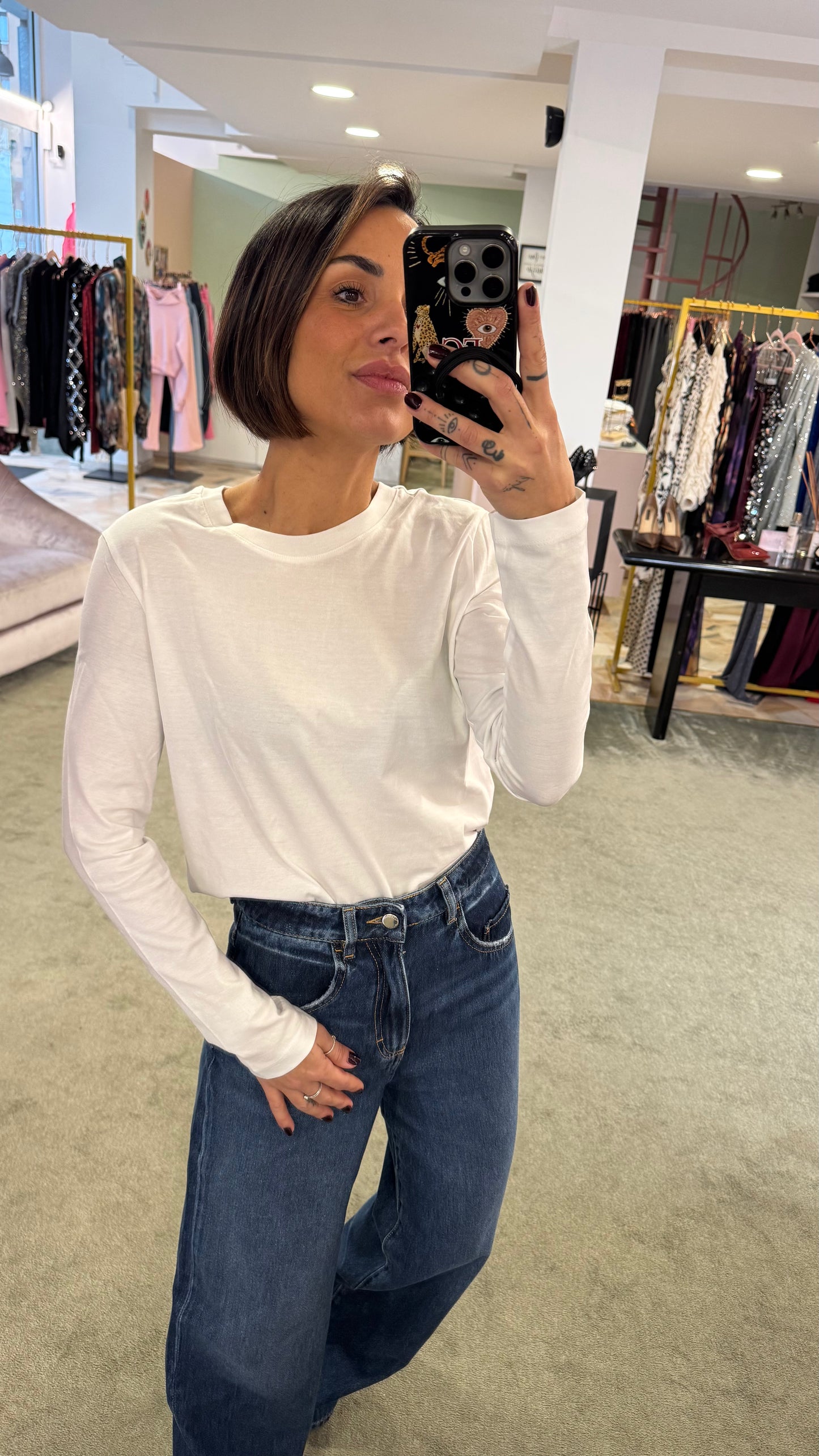 T-shirt bianca sottogiacca maniche lunghe sl