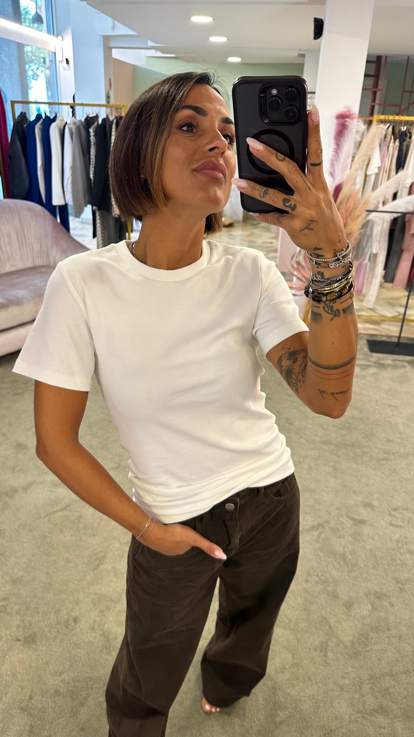 T-shirt belle basica girocollo bianca