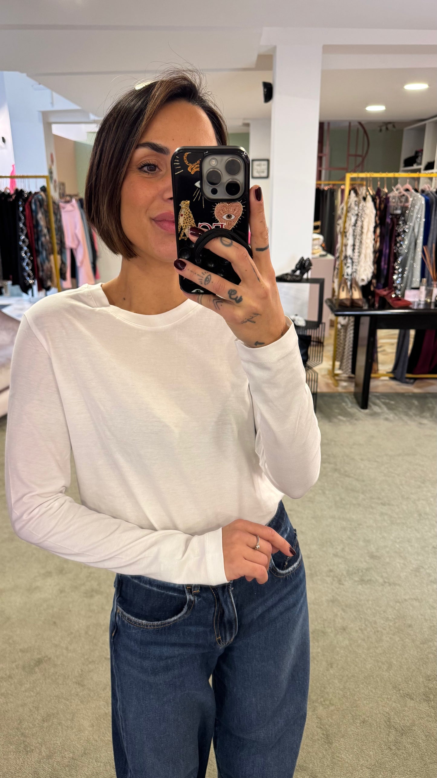 T-shirt bianca sottogiacca maniche lunghe sl