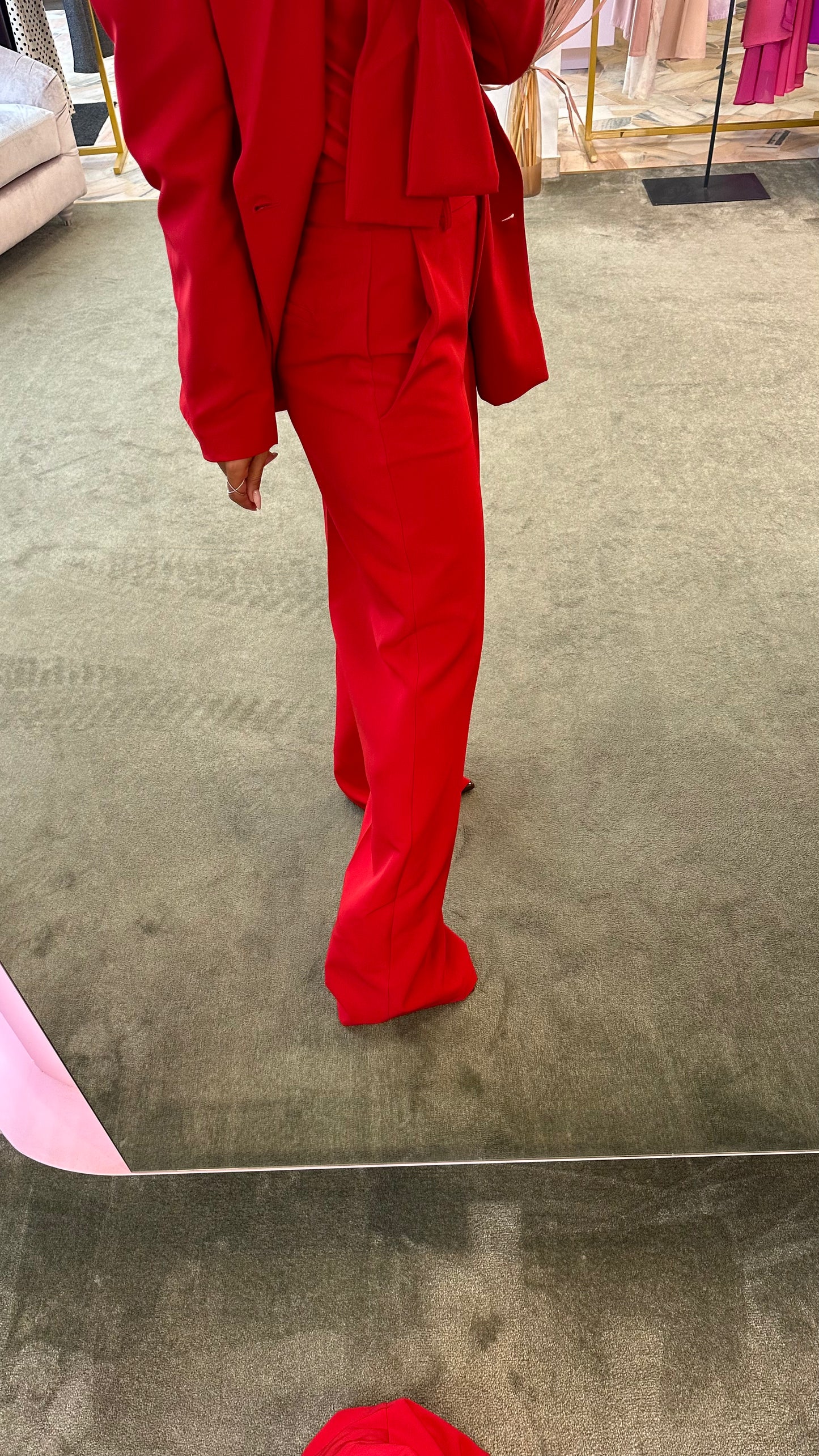 Pantaloni rossi gamba dritta