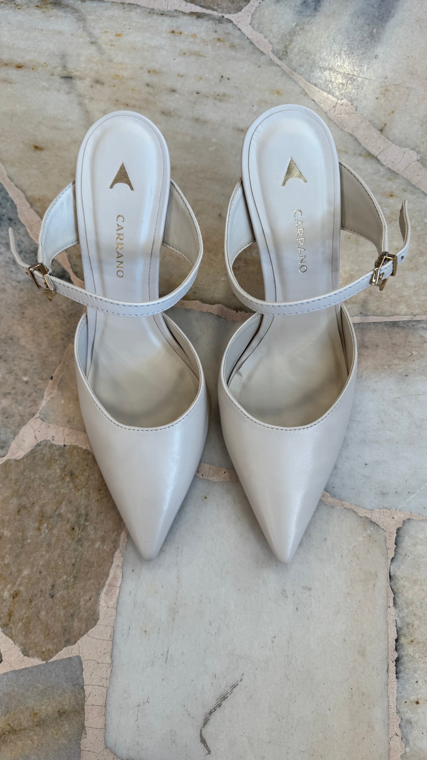Mules avorio in pelle