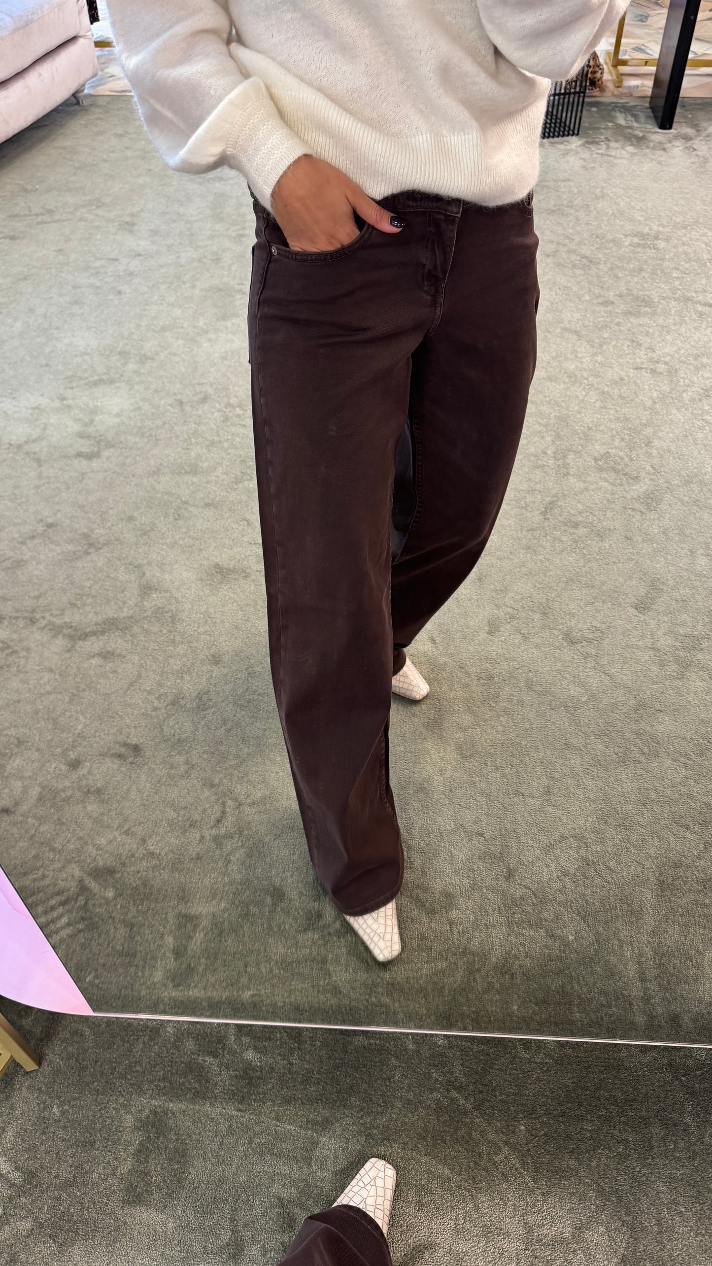 Jeans tokyo wideleg vita bassa cioccolato