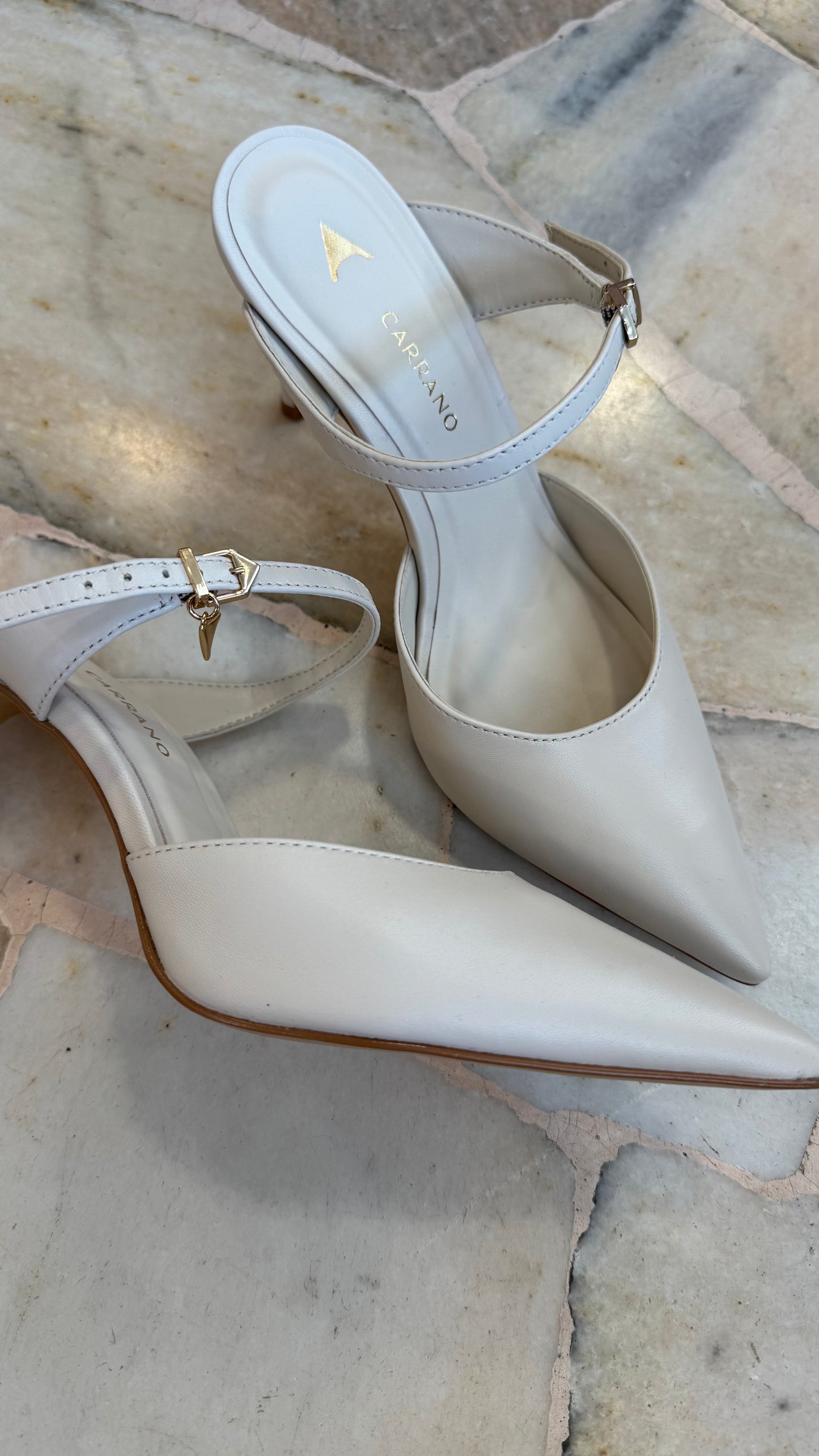 Mules avorio in pelle