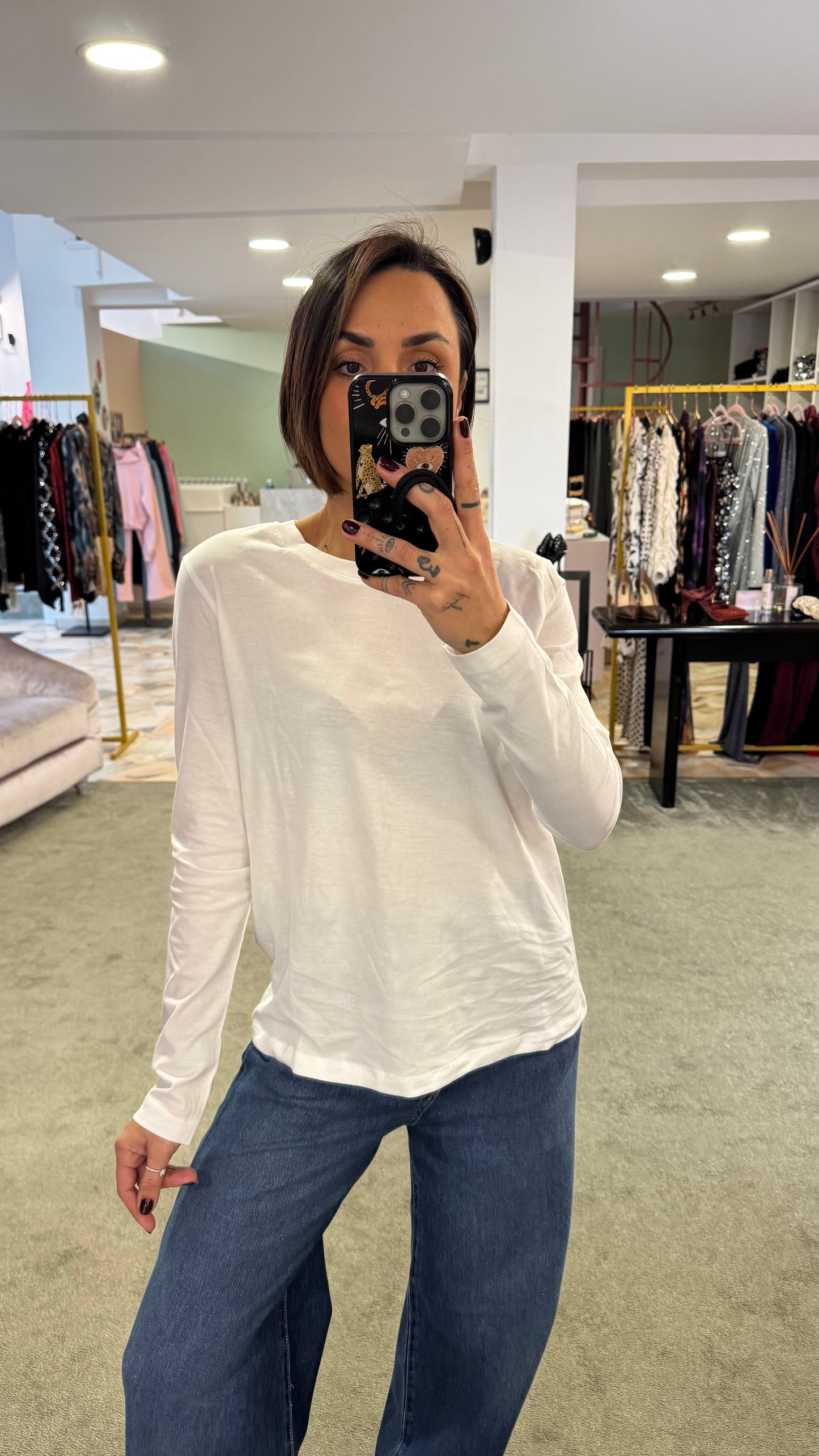 T-shirt bianca sottogiacca maniche lunghe sl