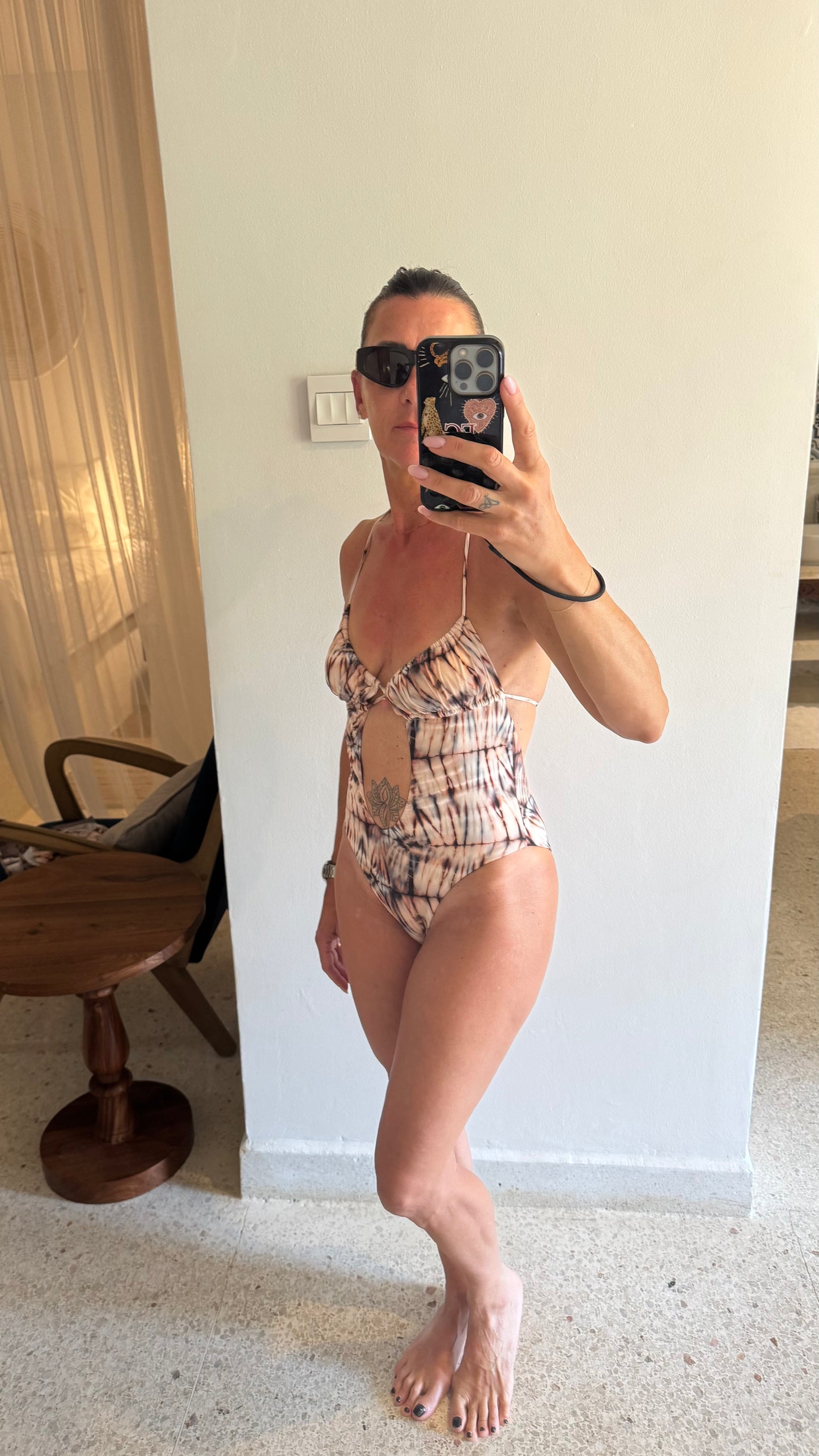 Costume intero tie-dye beige marrone Me Fui