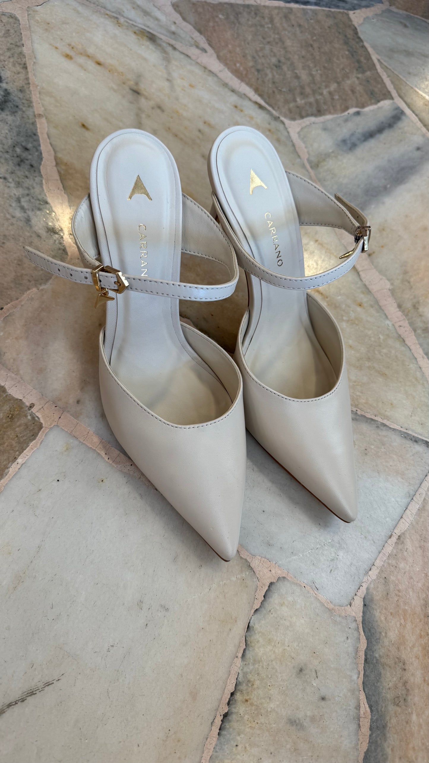 Mules avorio in pelle
