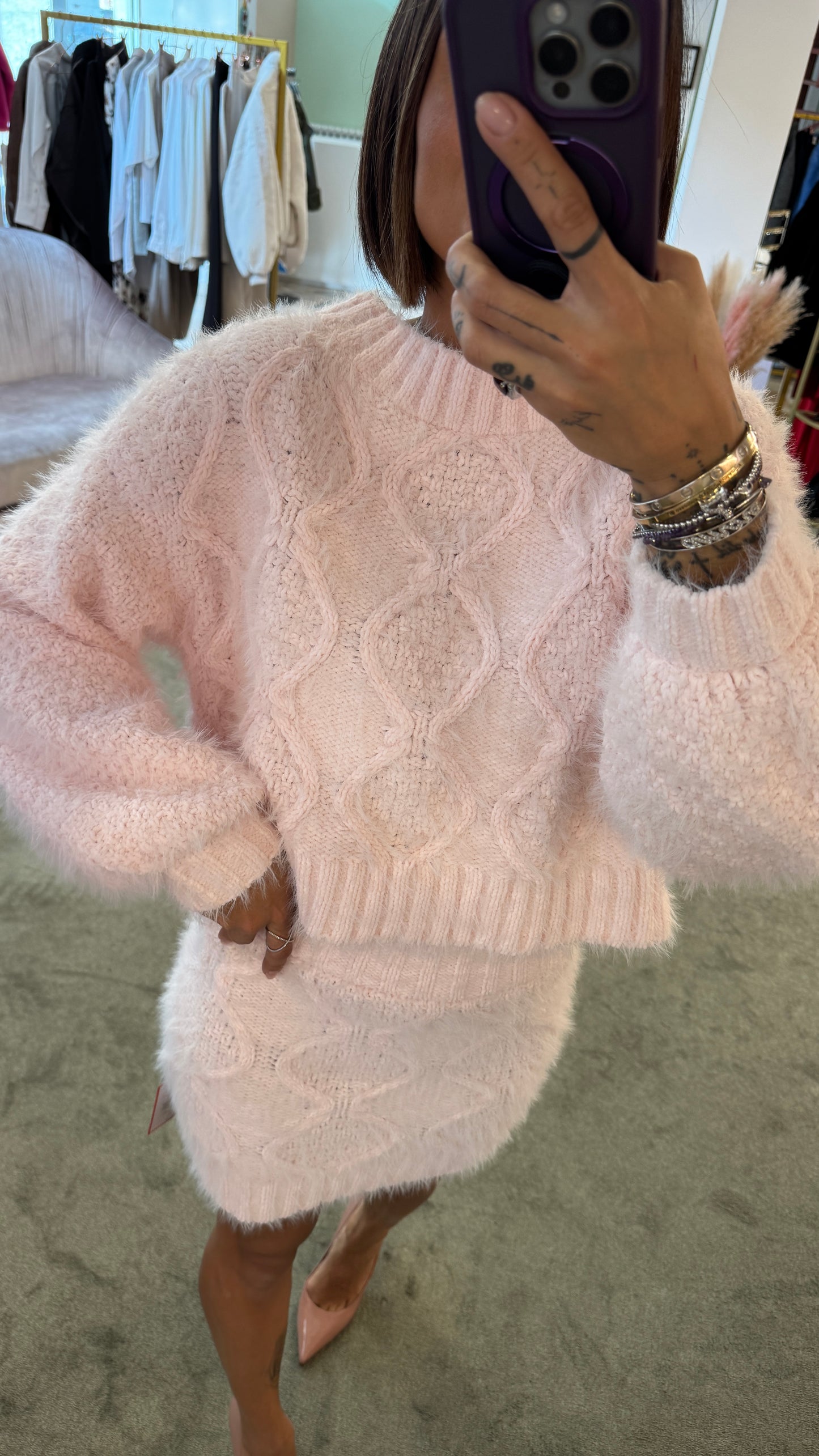 Minigonna teddy rosa chiaro