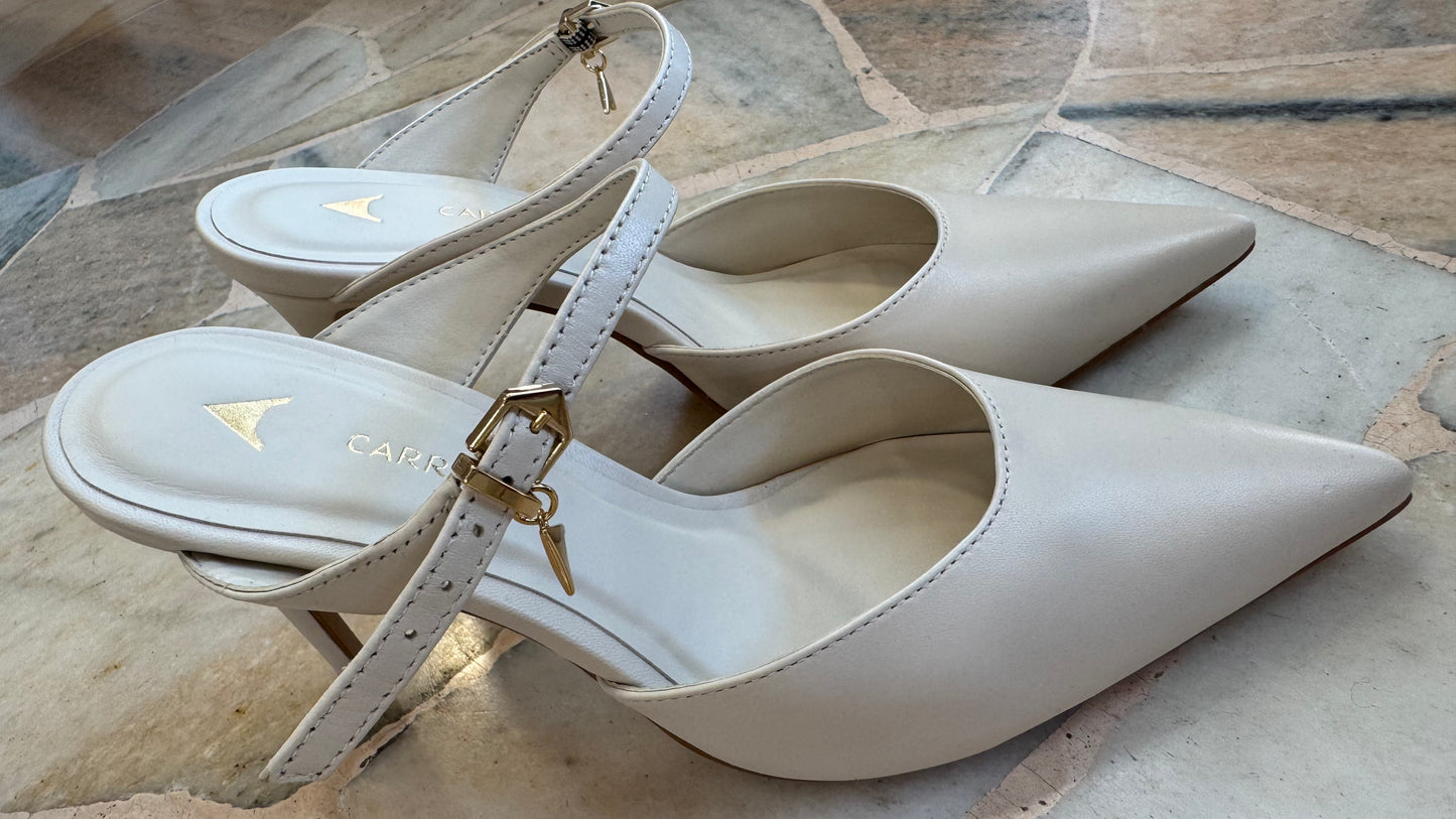 Mules avorio in pelle