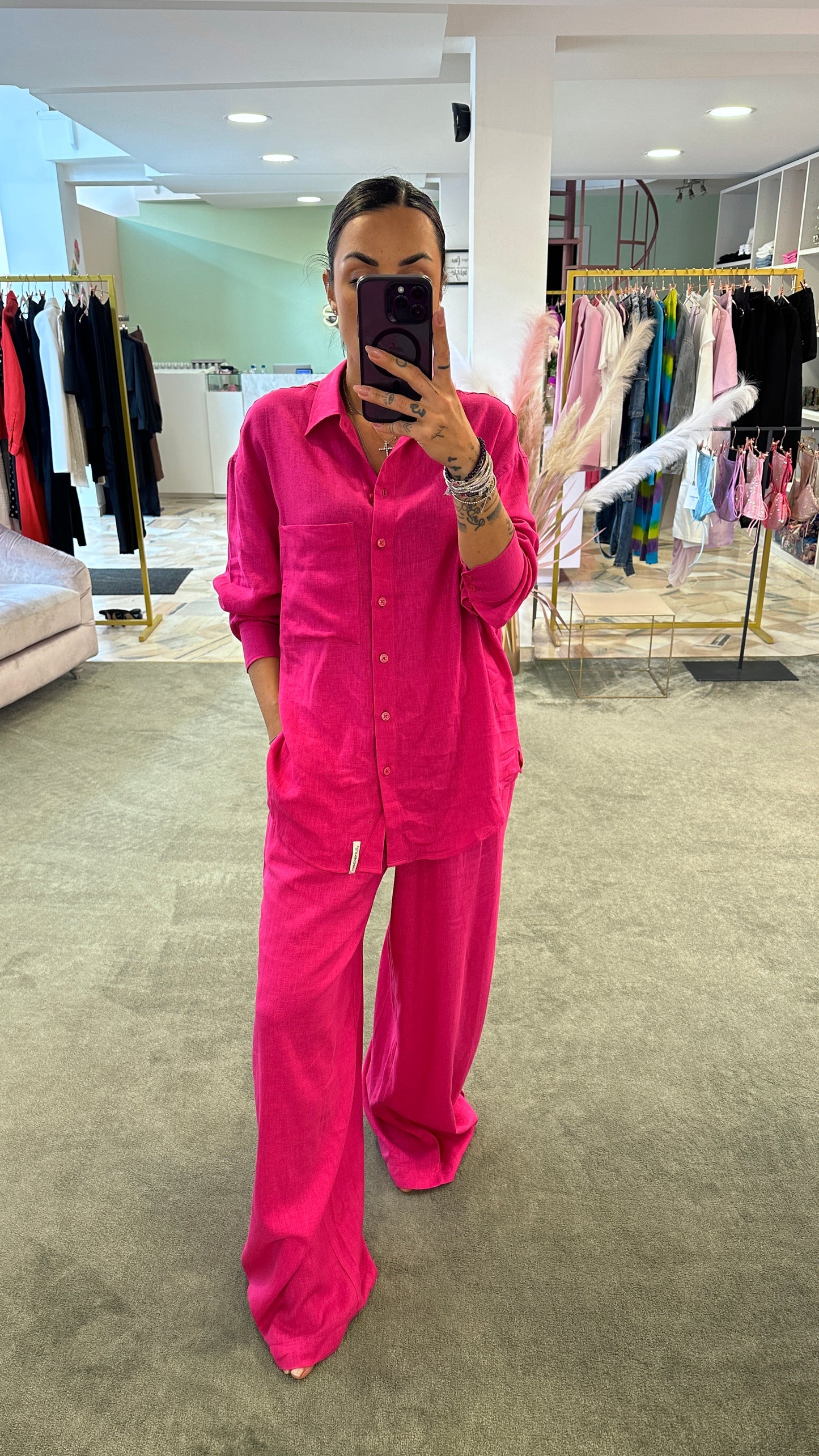 Camicia fucsia hinnominate in lino