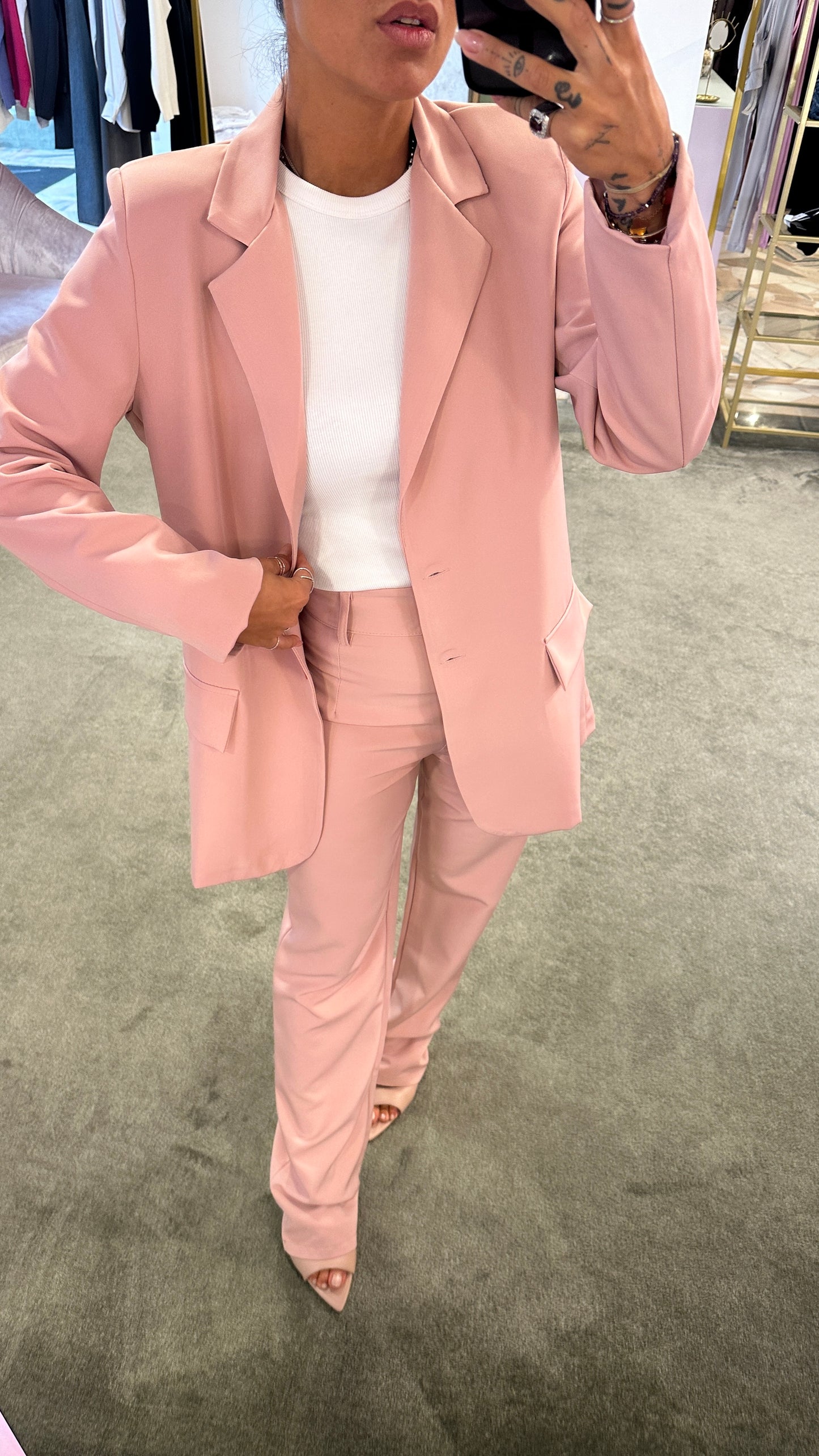 Pantaloni dritti rosa cipria