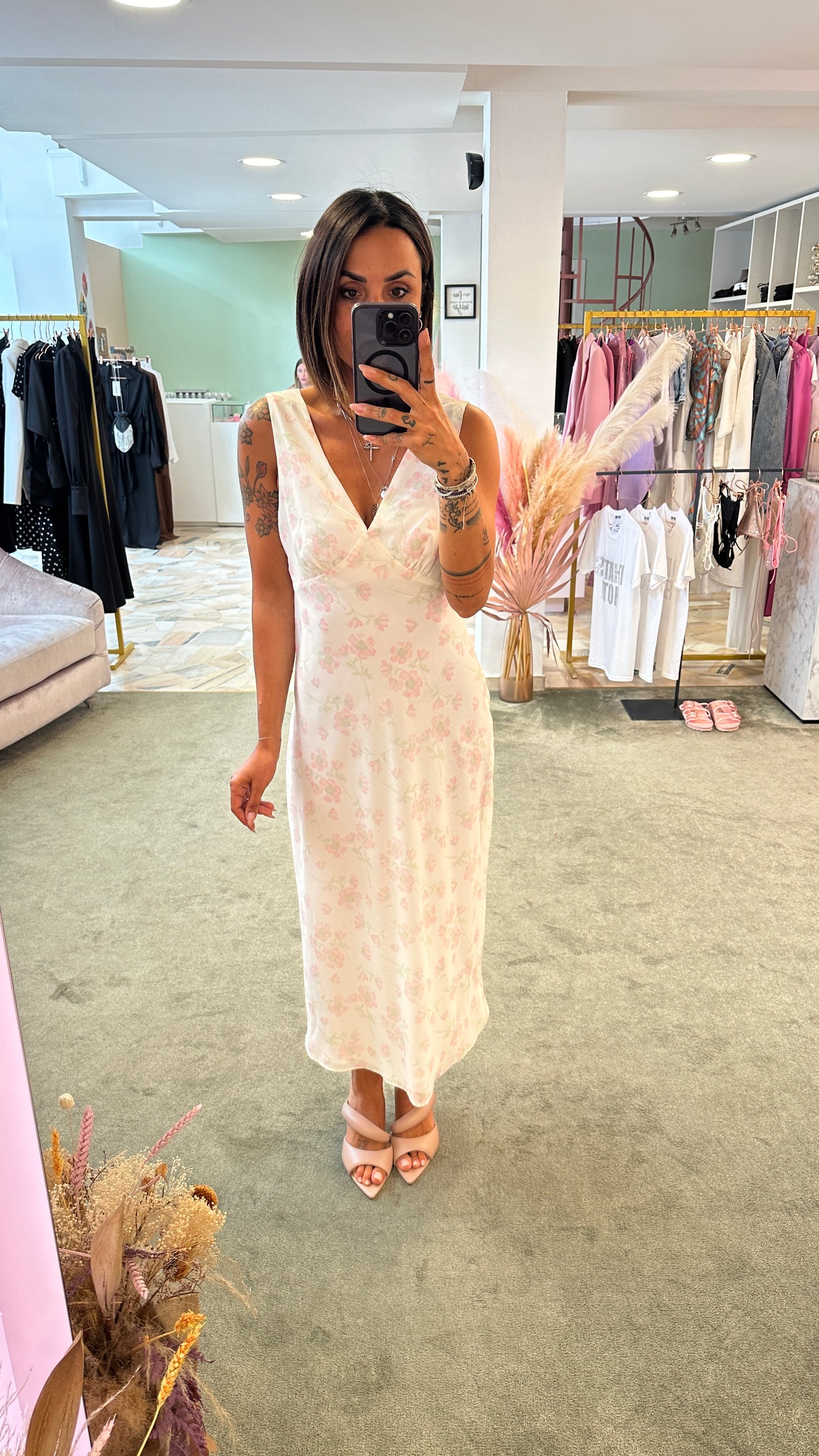 Abito lungo everyday bianco floreale