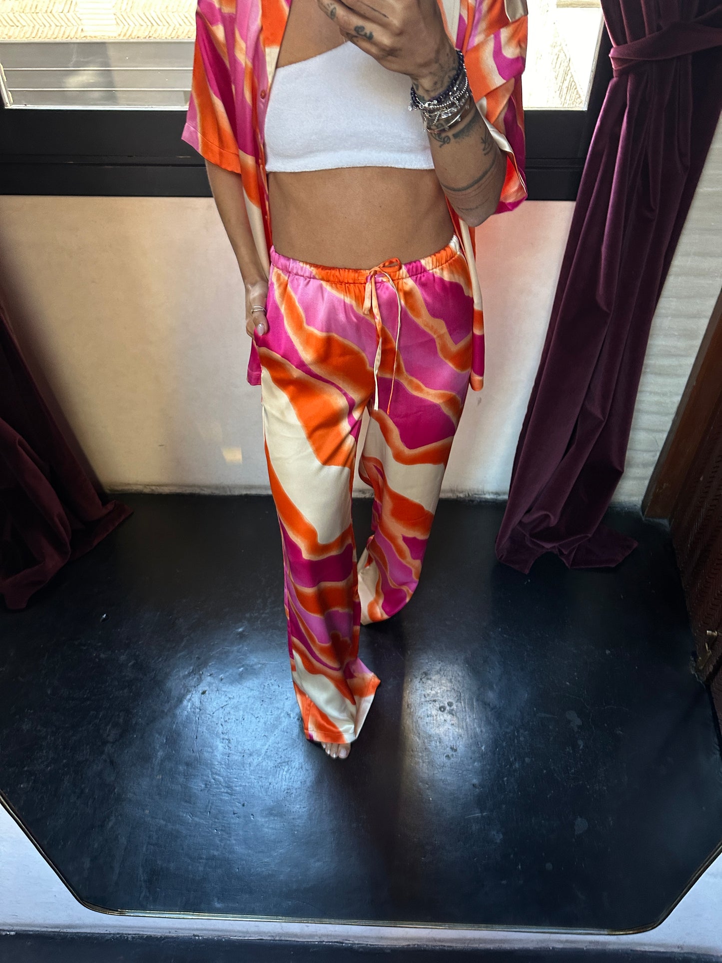 Camicia arancio e fucsia fantasia