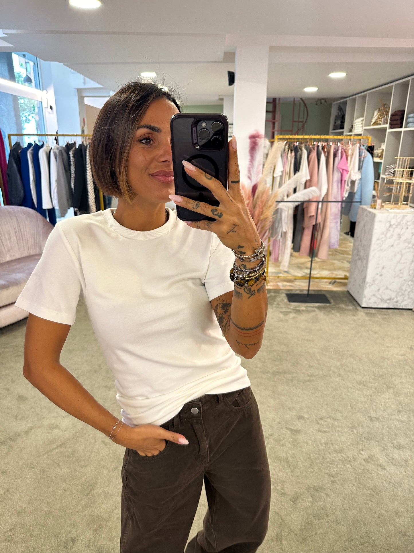 T-shirt belle basica girocollo bianca