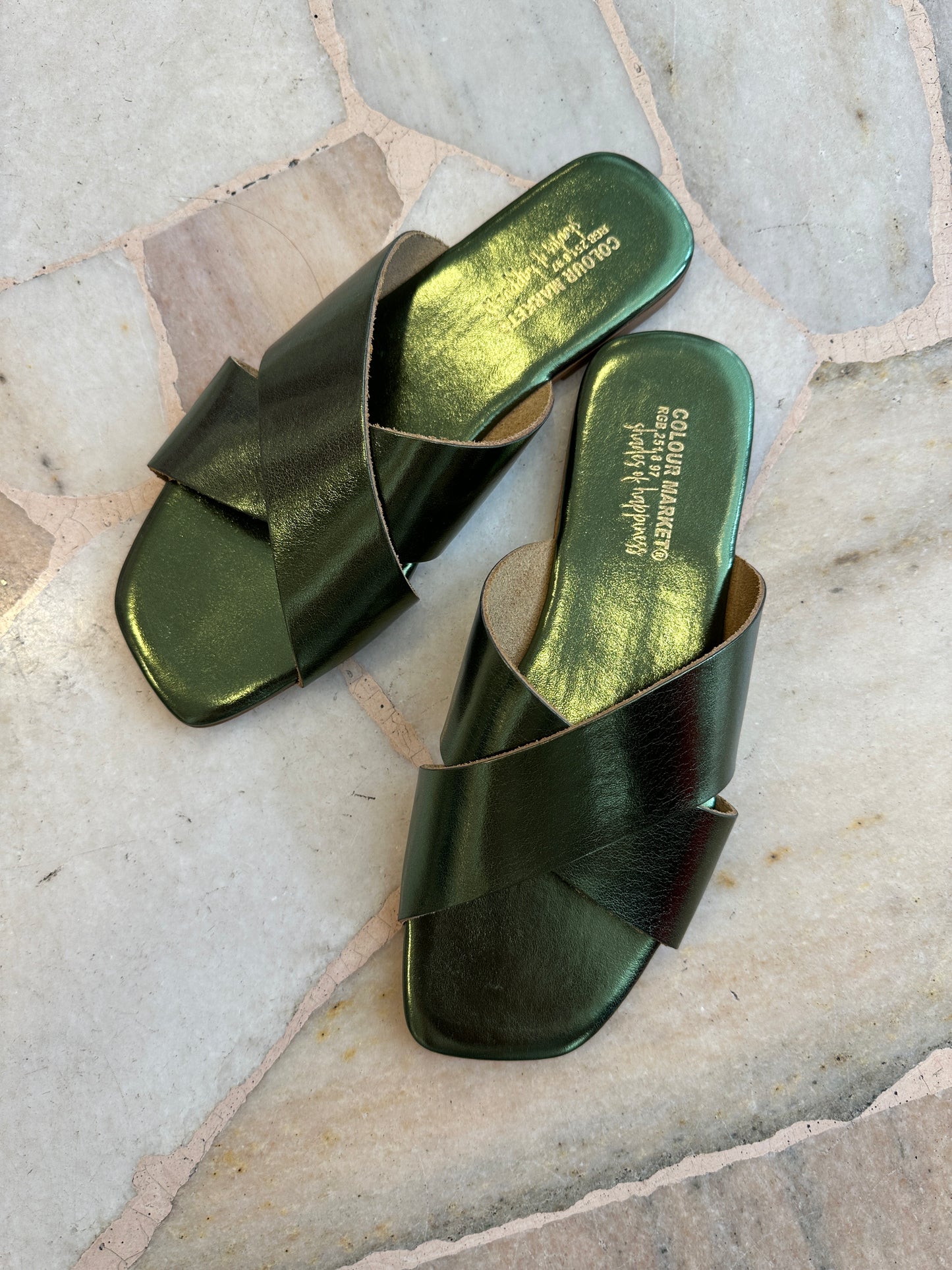 Ciabattina incrociata verde army