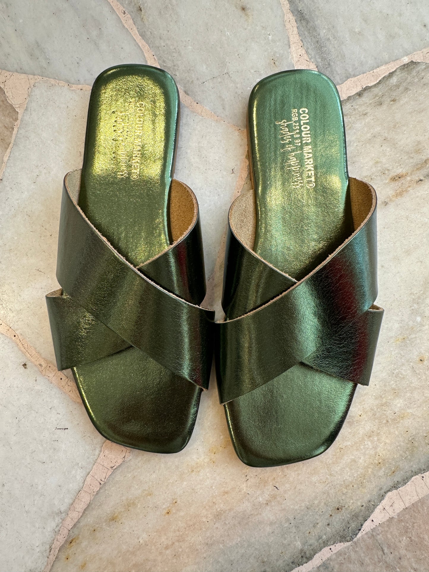 Ciabattina incrociata verde army