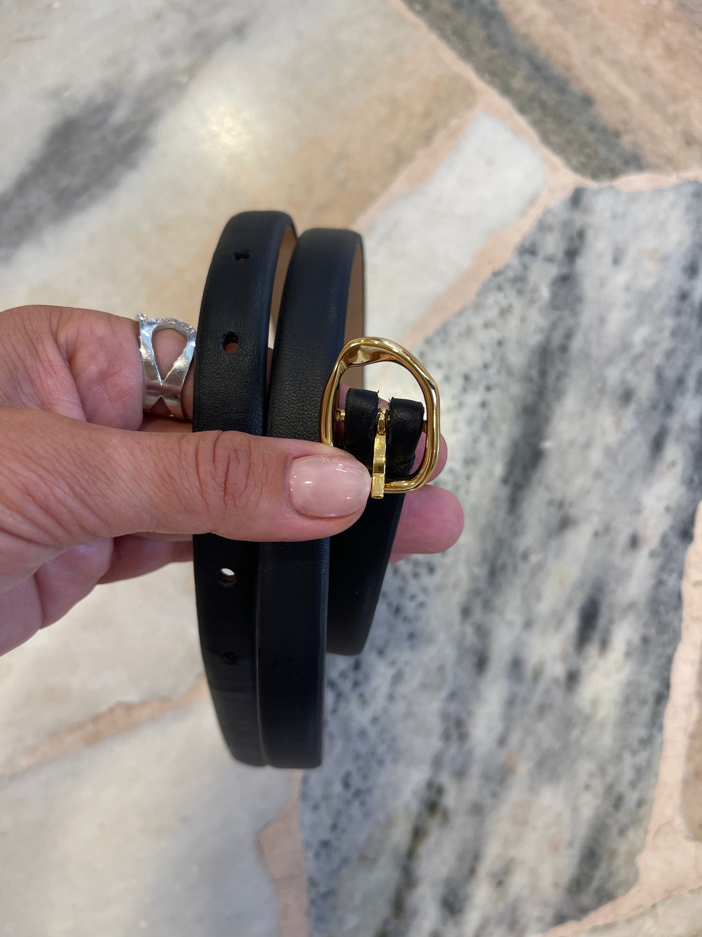 Cintura in vera pelle nera