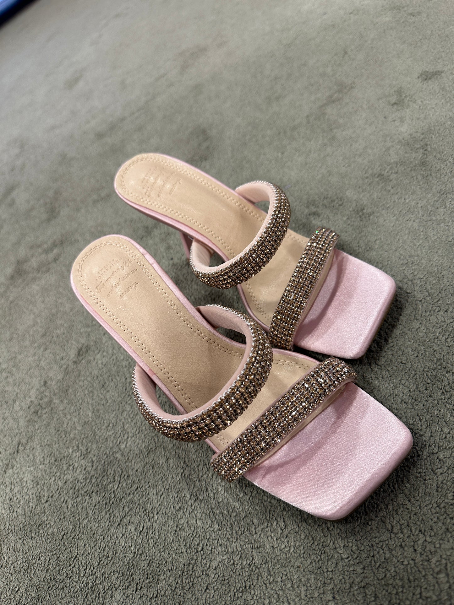 Sandalo doppia fascia rosa cipria crystal