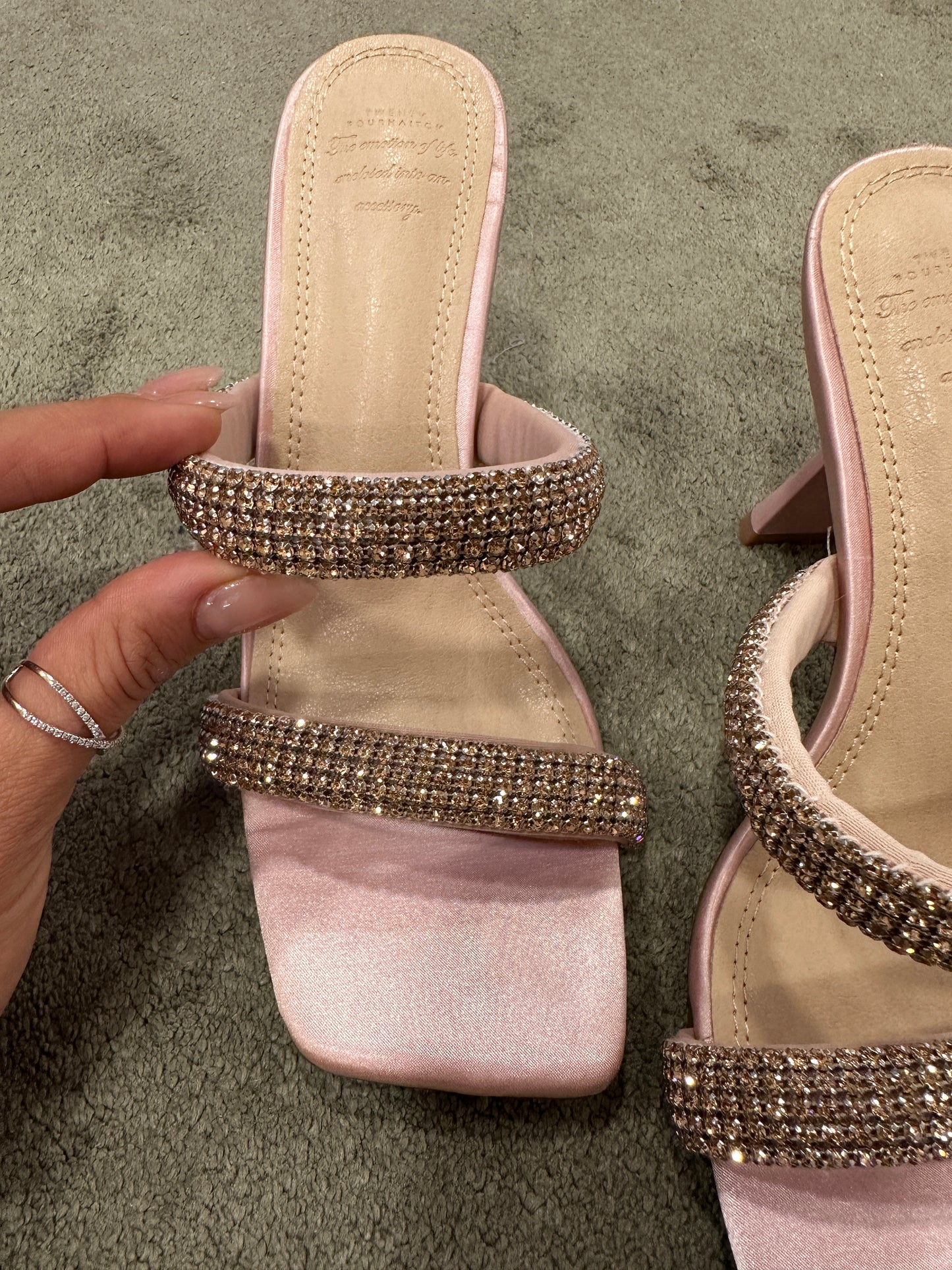 Sandalo doppia fascia rosa cipria crystal
