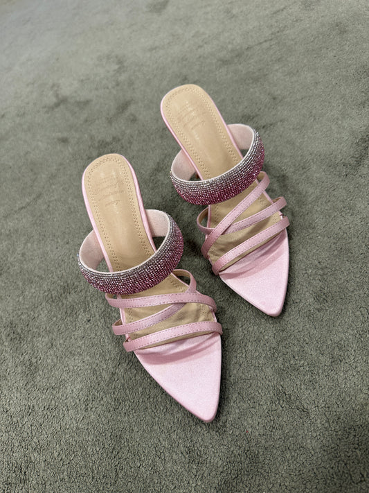 Sandalo lace e fascia rosa crystal
