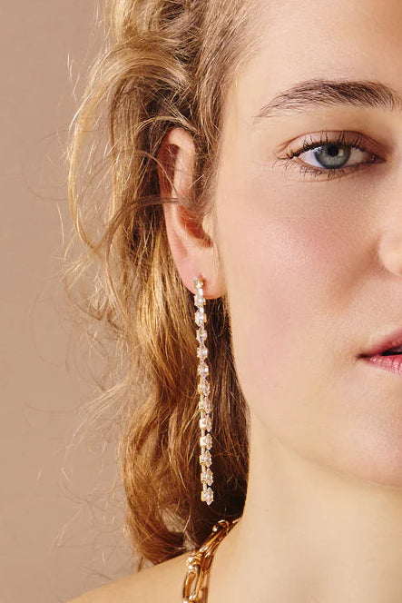Orecchini cascata crystal gold
