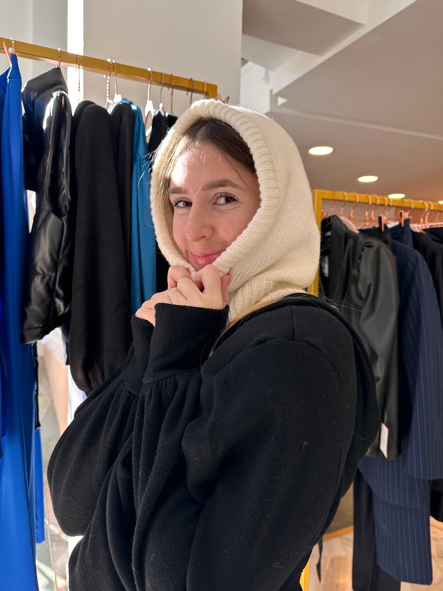 Balaclava in lana panna