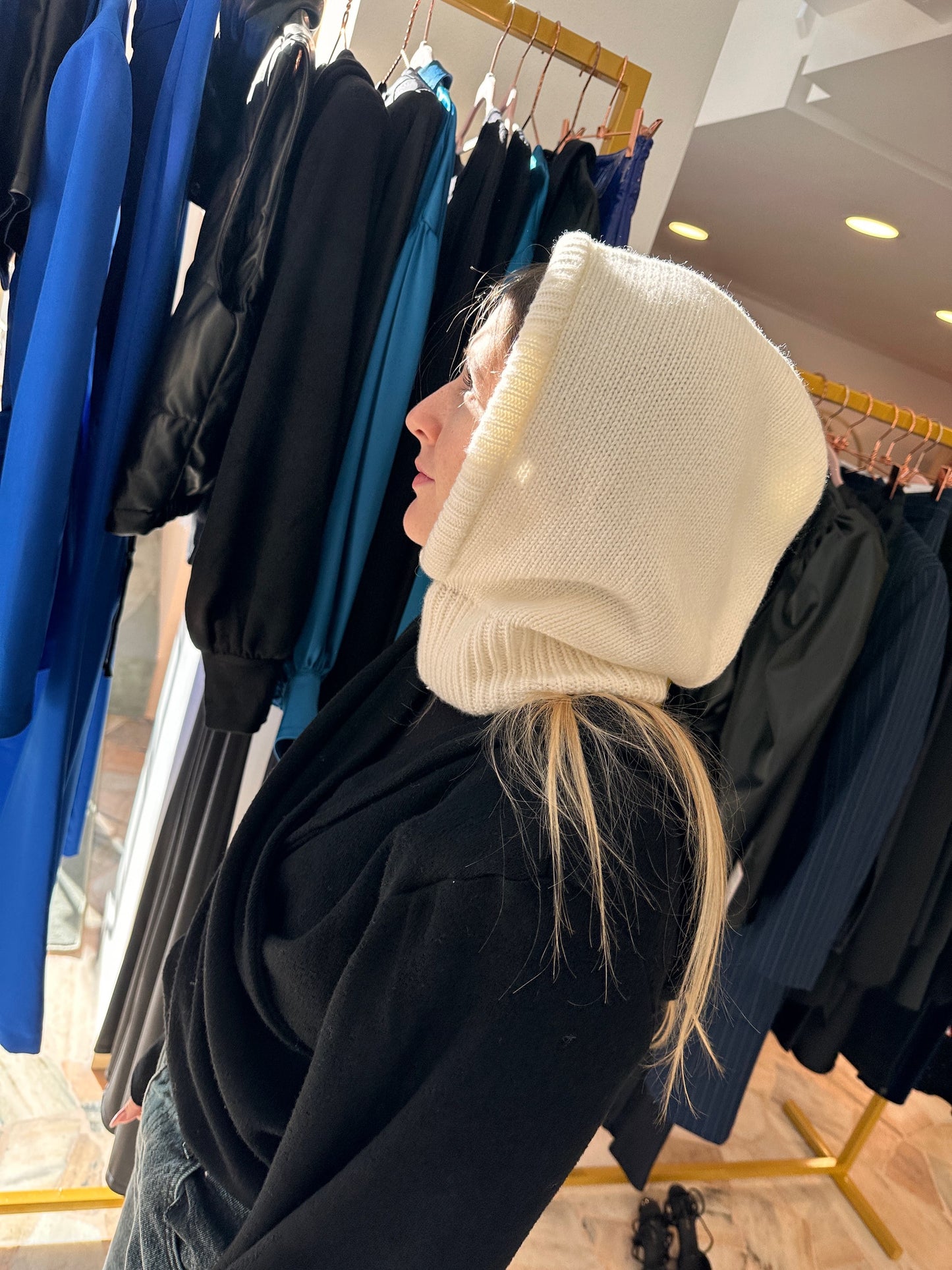 Balaclava in lana panna