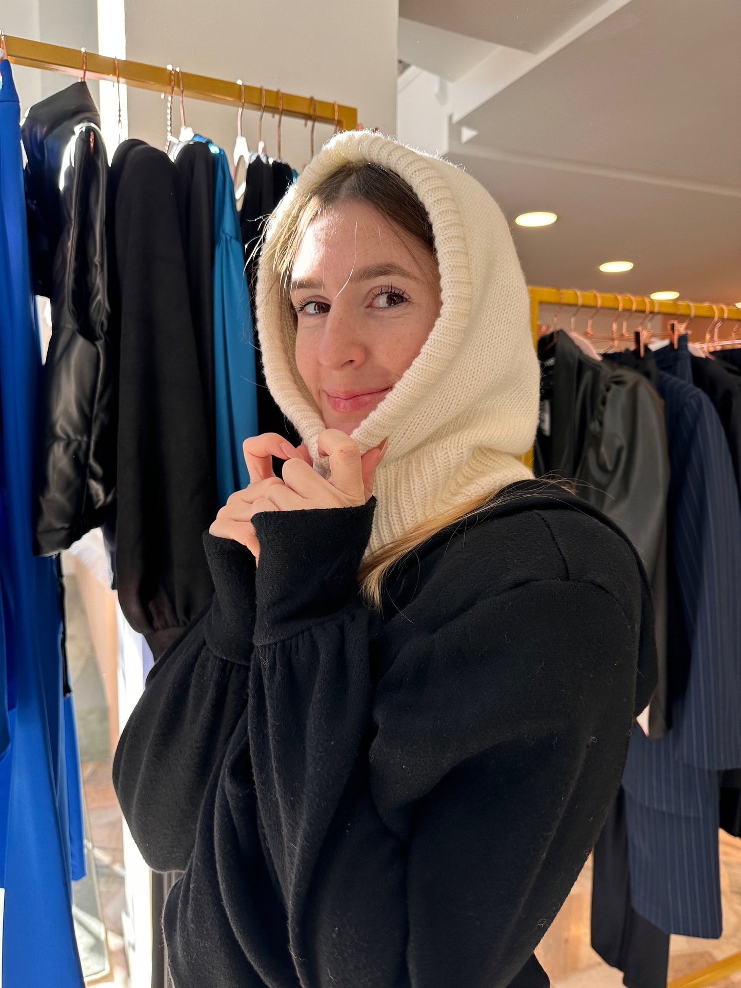 Balaclava in lana panna